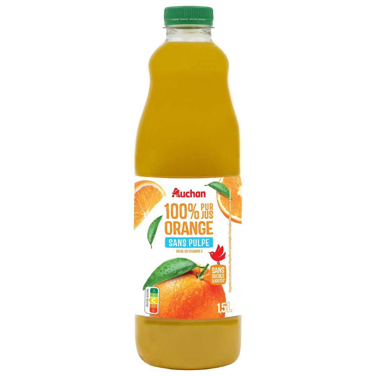 AUCHAN Pur jus d'orange sans pulpe 1,5l