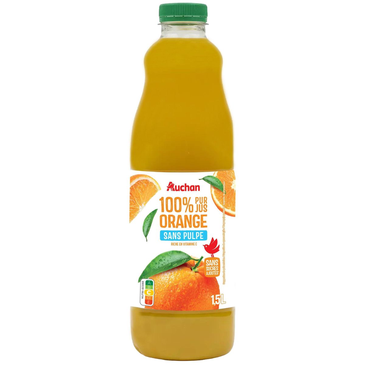 AUCHAN Pur jus d'orange sans pulpe 1,5l