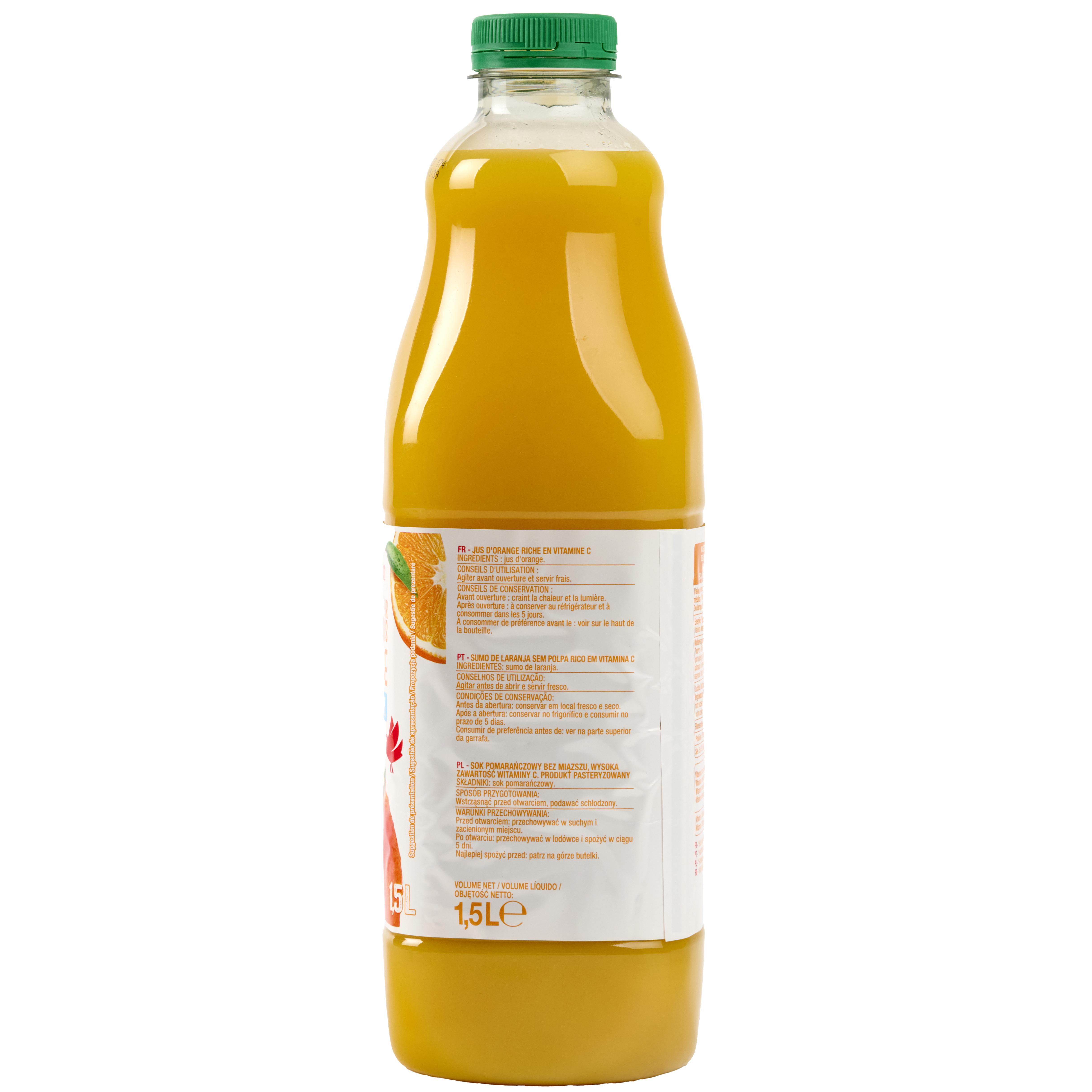 Voir la diapositive 4 : AUCHAN Pur jus d'orange sans pulpe 1,5l