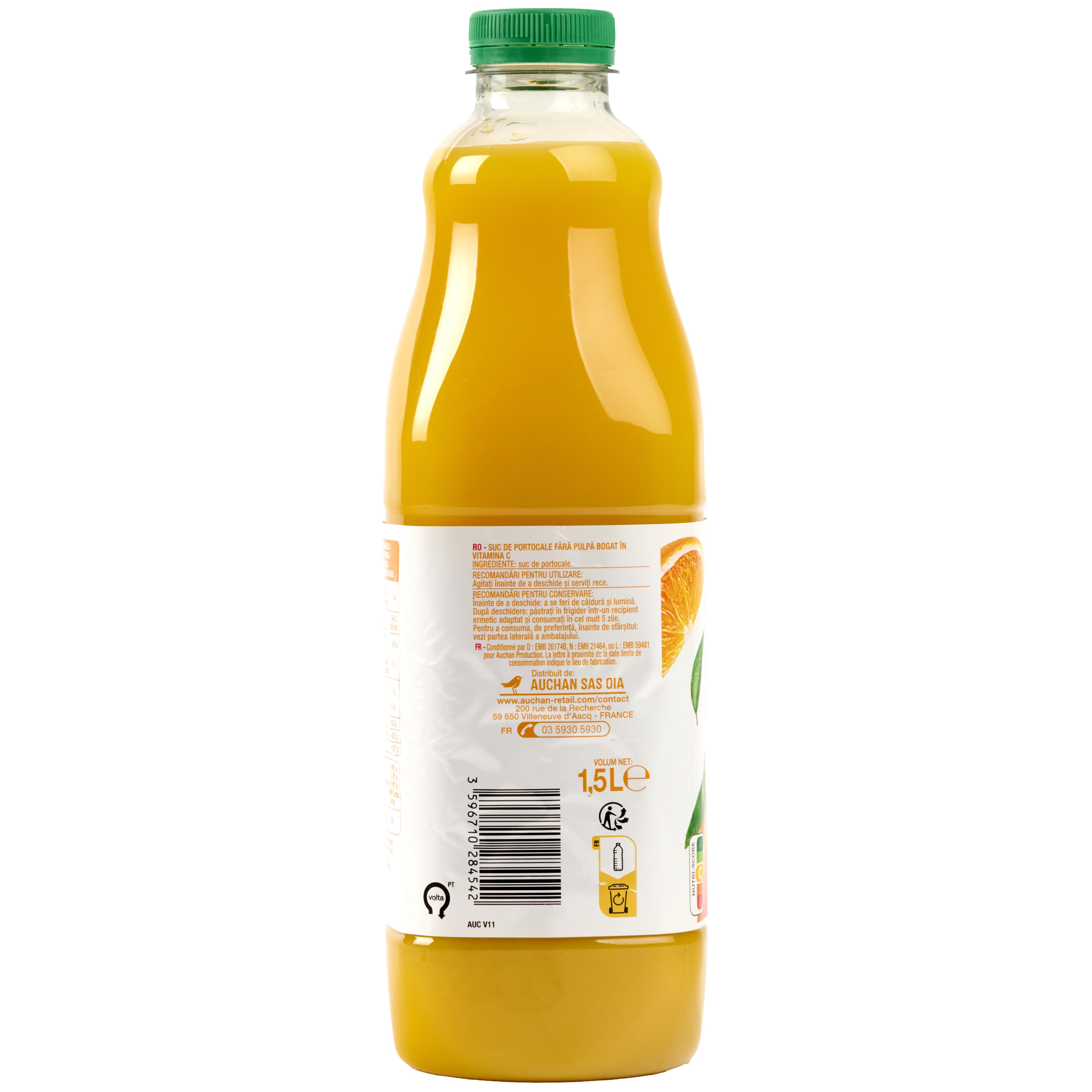 Voir la diapositive 6 : AUCHAN Pur jus d'orange sans pulpe 1,5l