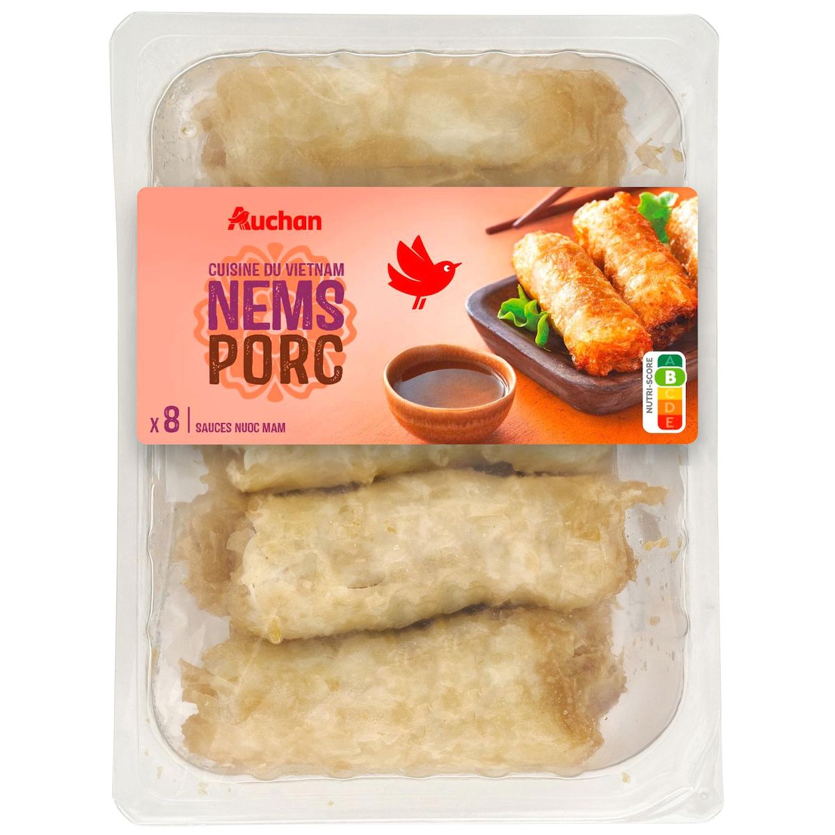 AUCHAN Nems de porc 8 pièces 580g