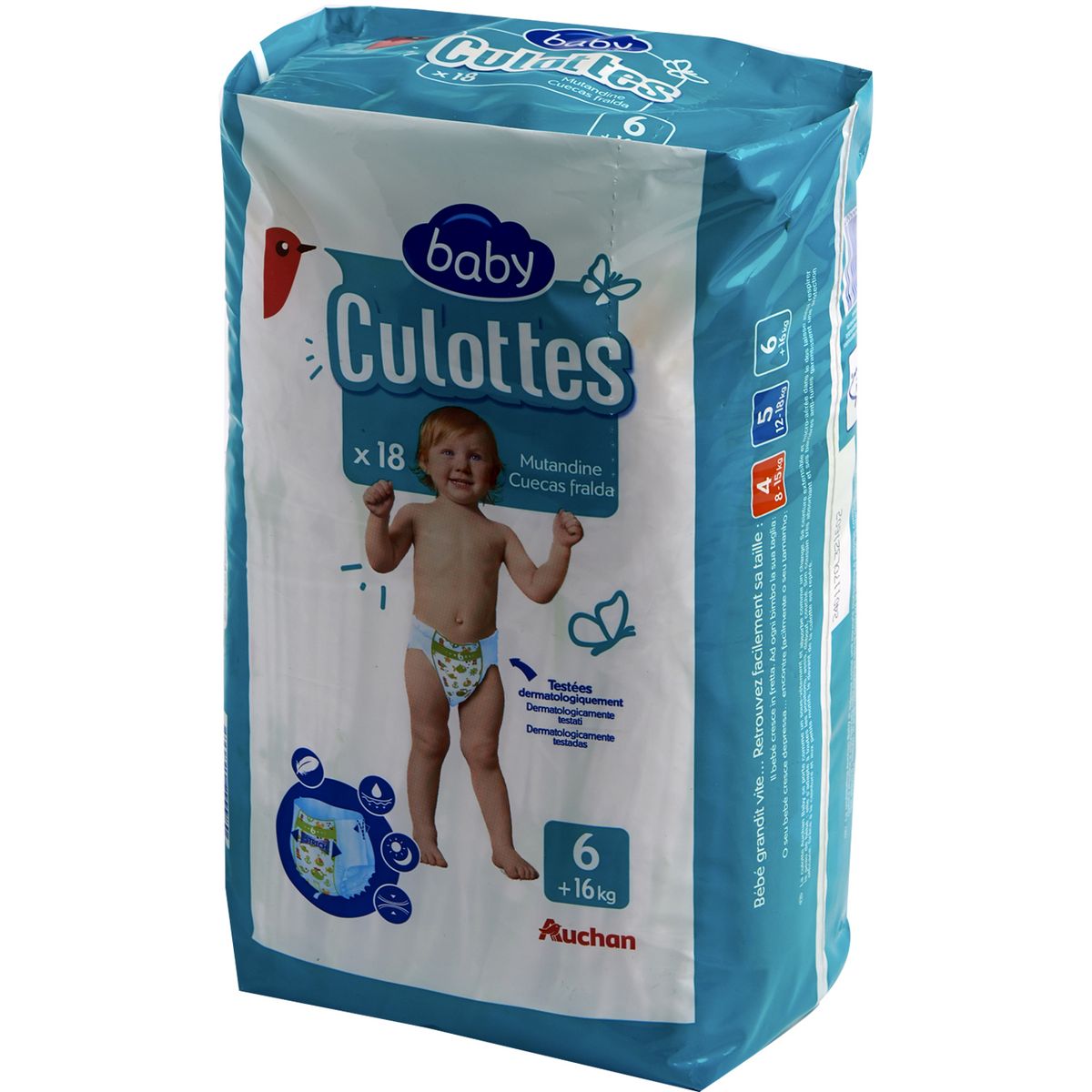 AUCHAN BABY Couches-culottes taille 6 (+16kg) 18 couches