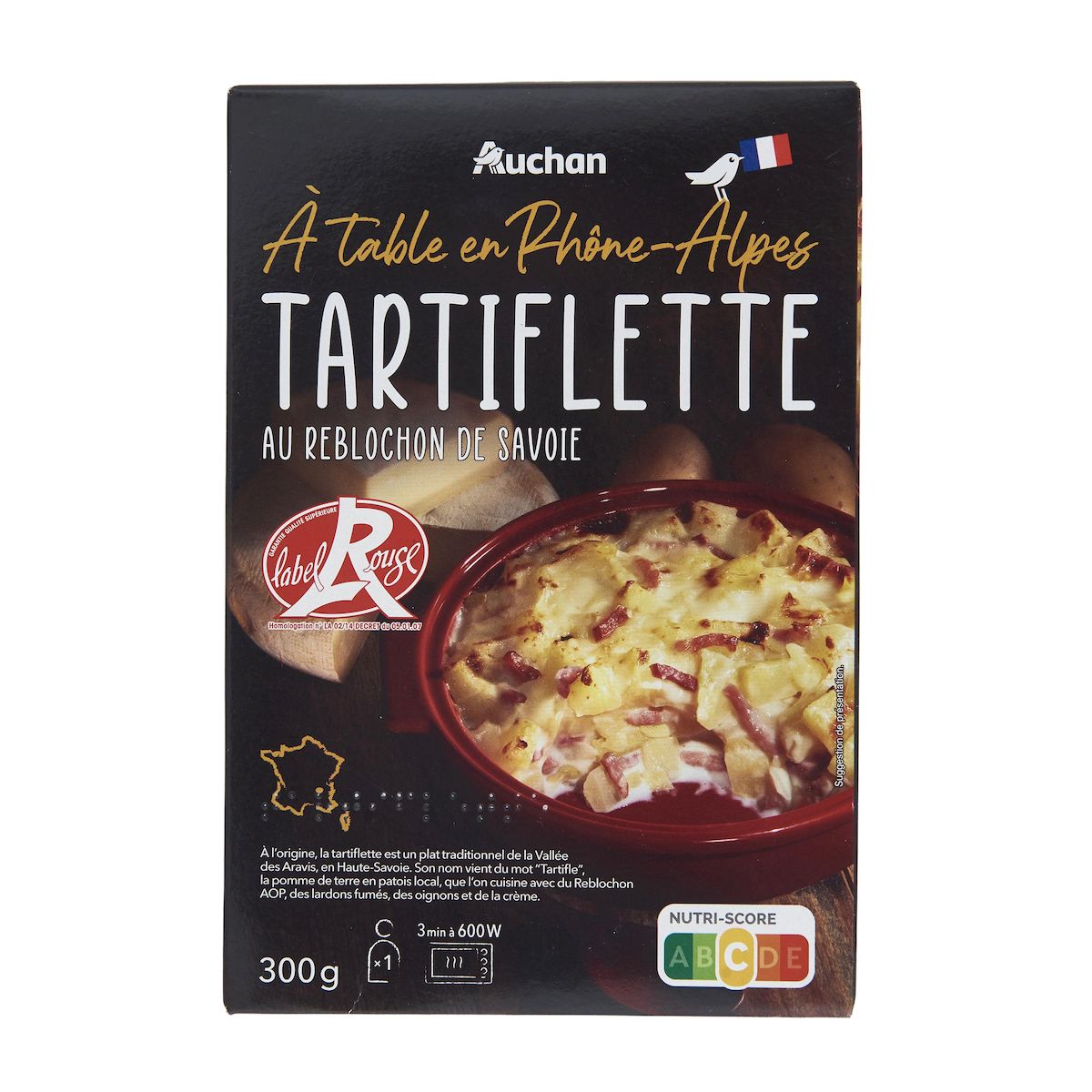 AUCHAN TERROIR Tartiflette au Reblochon de Savoie Label rouge 1 part 300g