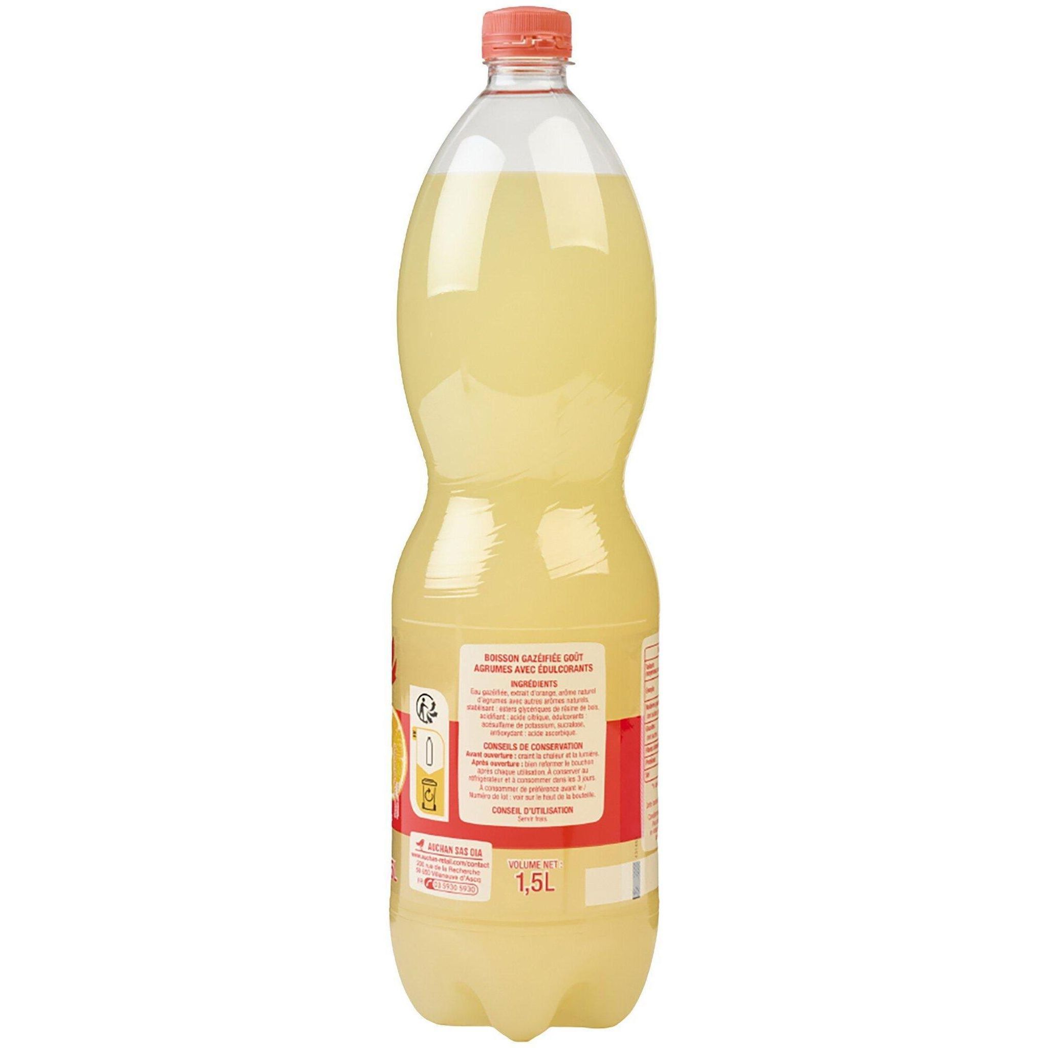 Voir la diapositive 4 : AUCHAN Boisson pétillante zéro saveur agrumes 1,5l