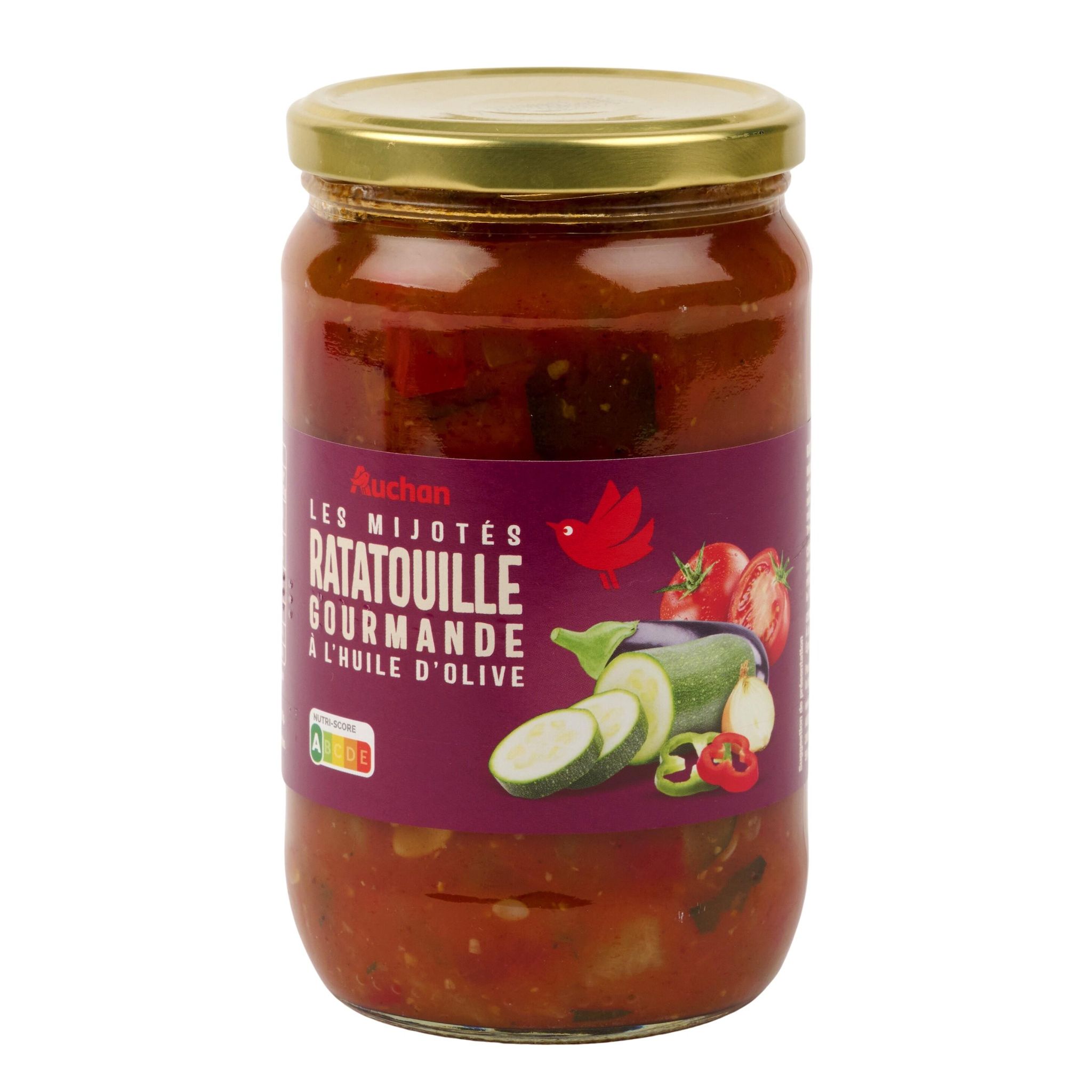 Voir la diapositive 4 : AUCHAN Ratatouille cuisinée à l'huile d'olive en bocal 650g