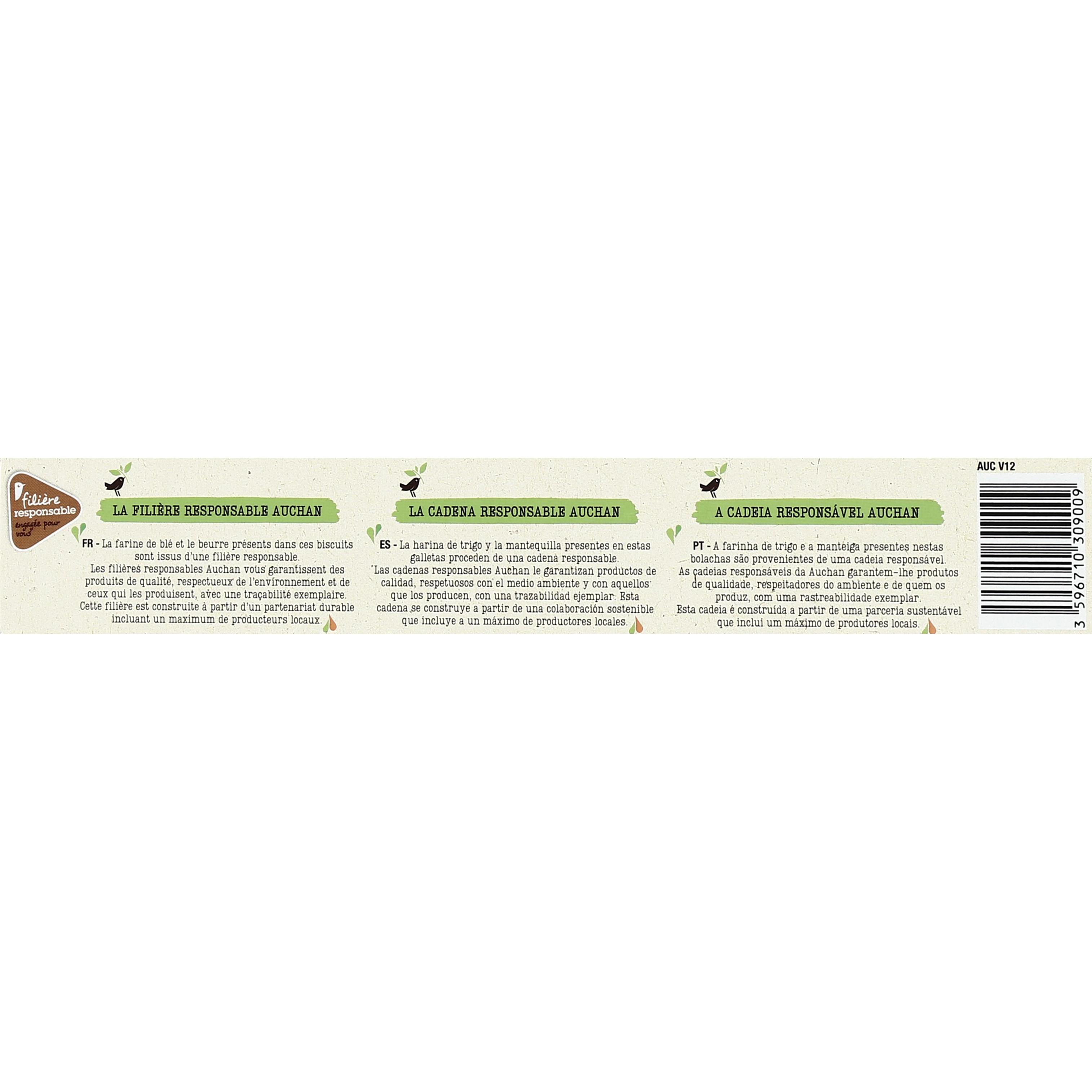Voir la diapositive 4 : AUCHAN BIO CULTIVONS LE BON Biscuits au quinoa et pépites de chocolat 4x4 biscuits 135g