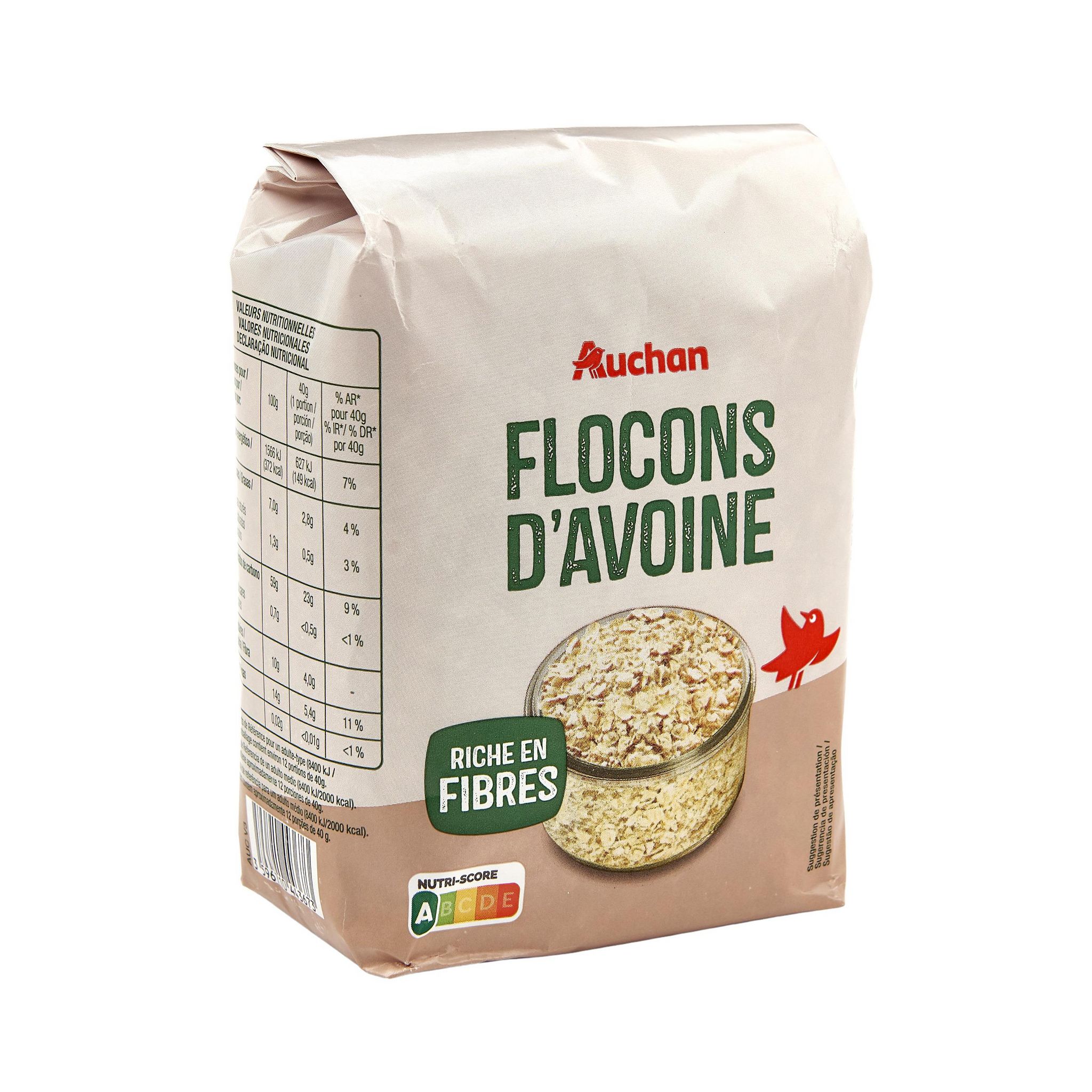 Voir la diapositive 2 : AUCHAN Flocons d'avoine 500g