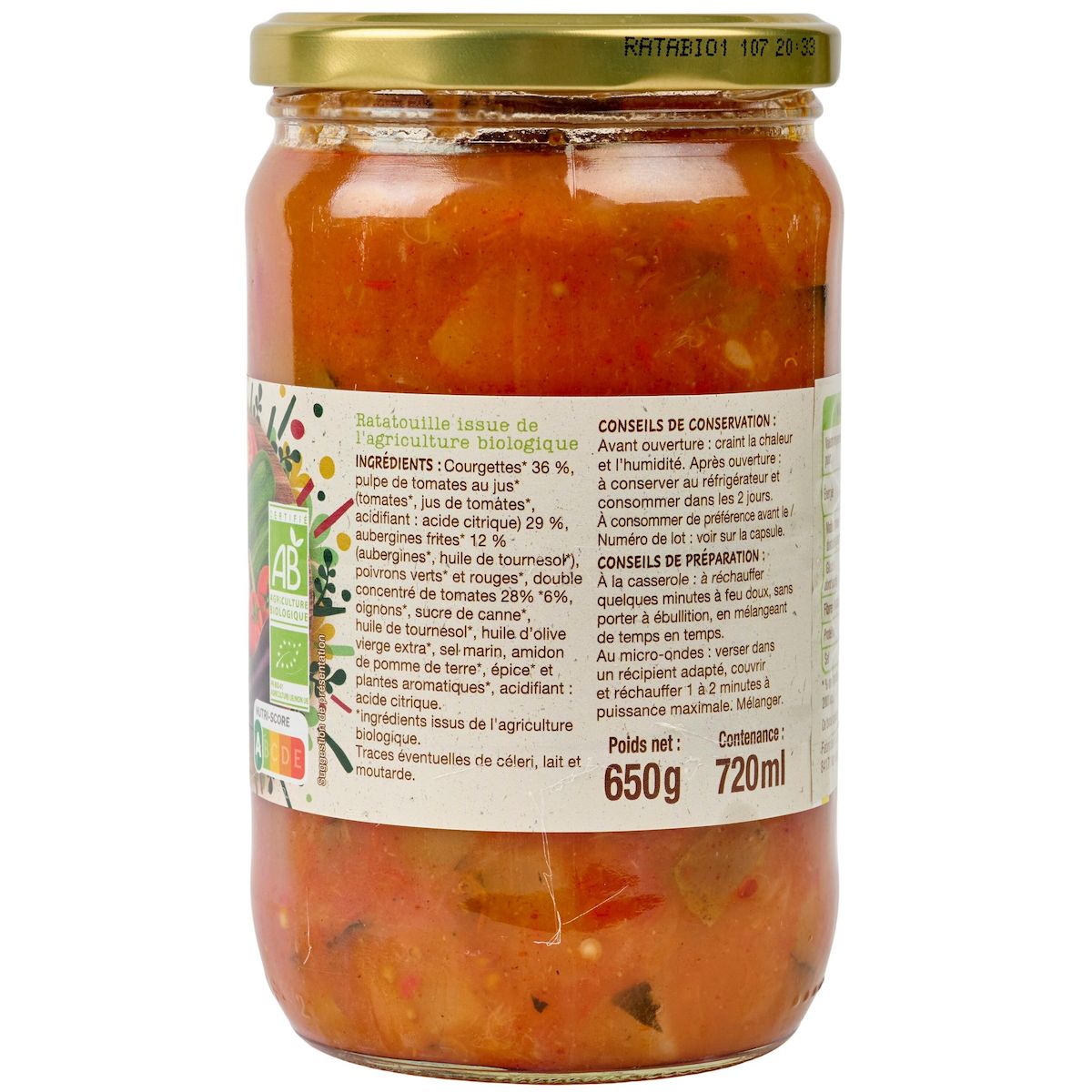 AUCHAN BIO Ratatouille en bocal 650g