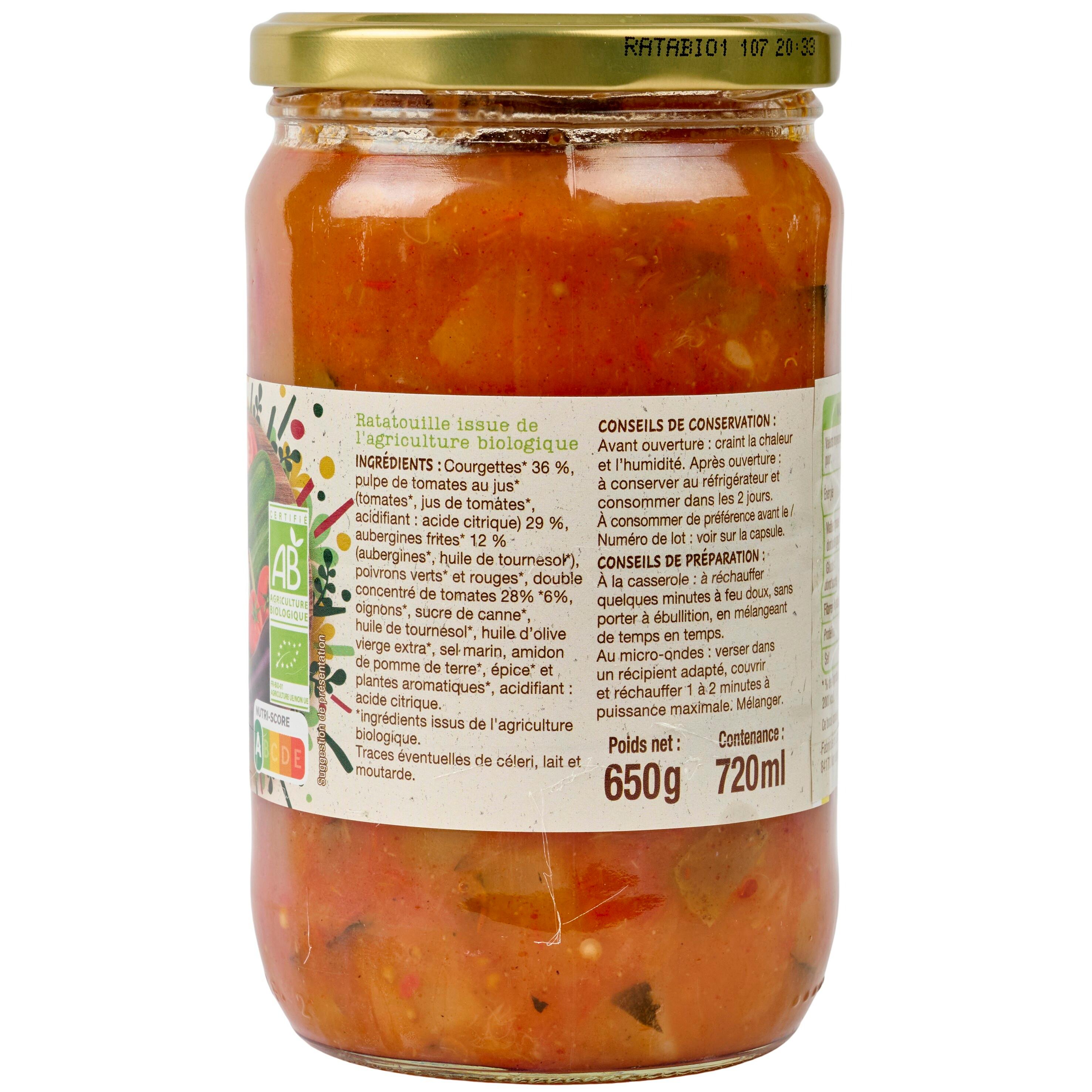 Voir la diapositive 4 : AUCHAN BIO Ratatouille en bocal 650g