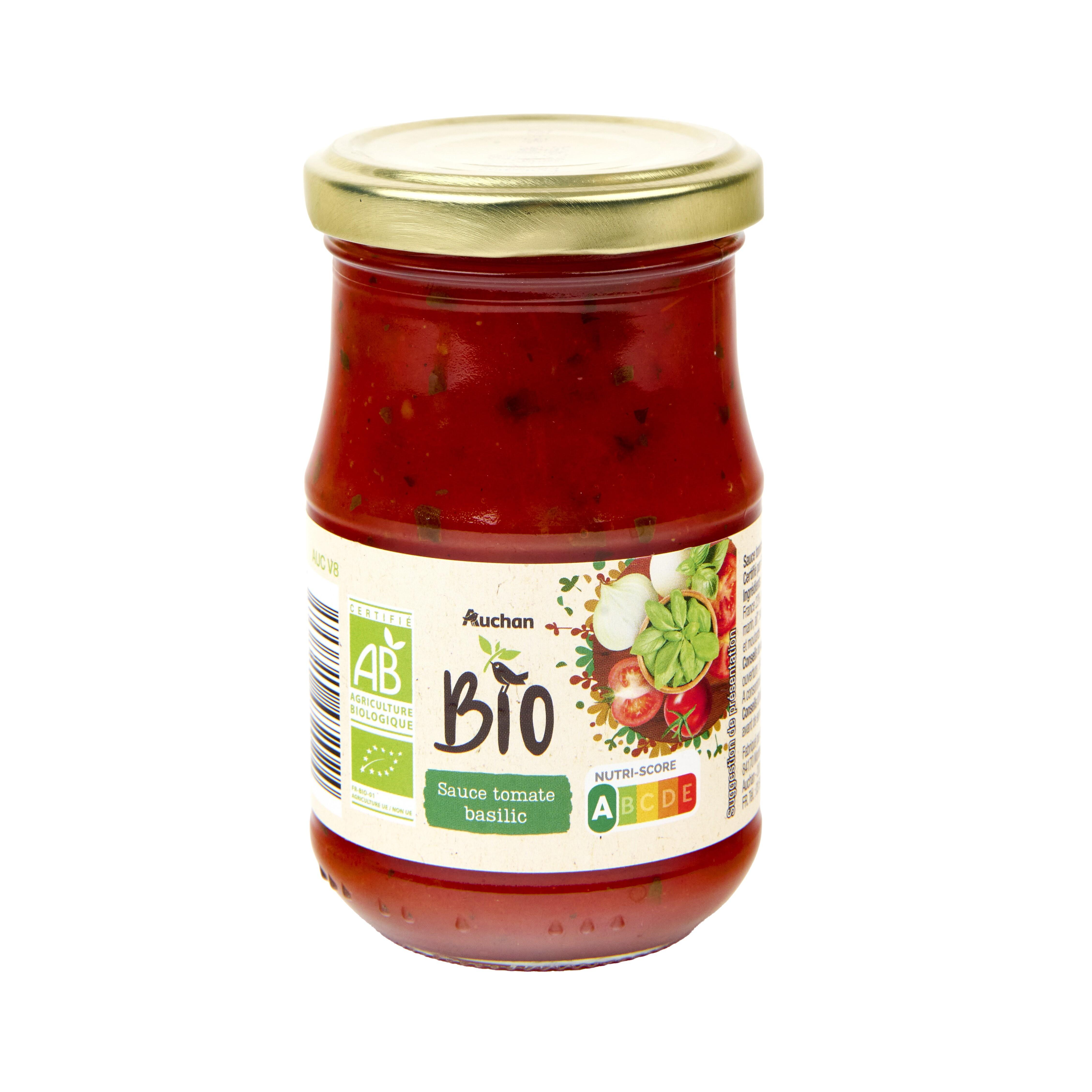 Voir la diapositive 4 : AUCHAN BIO Sauce tomate au basilic en bocal 200g