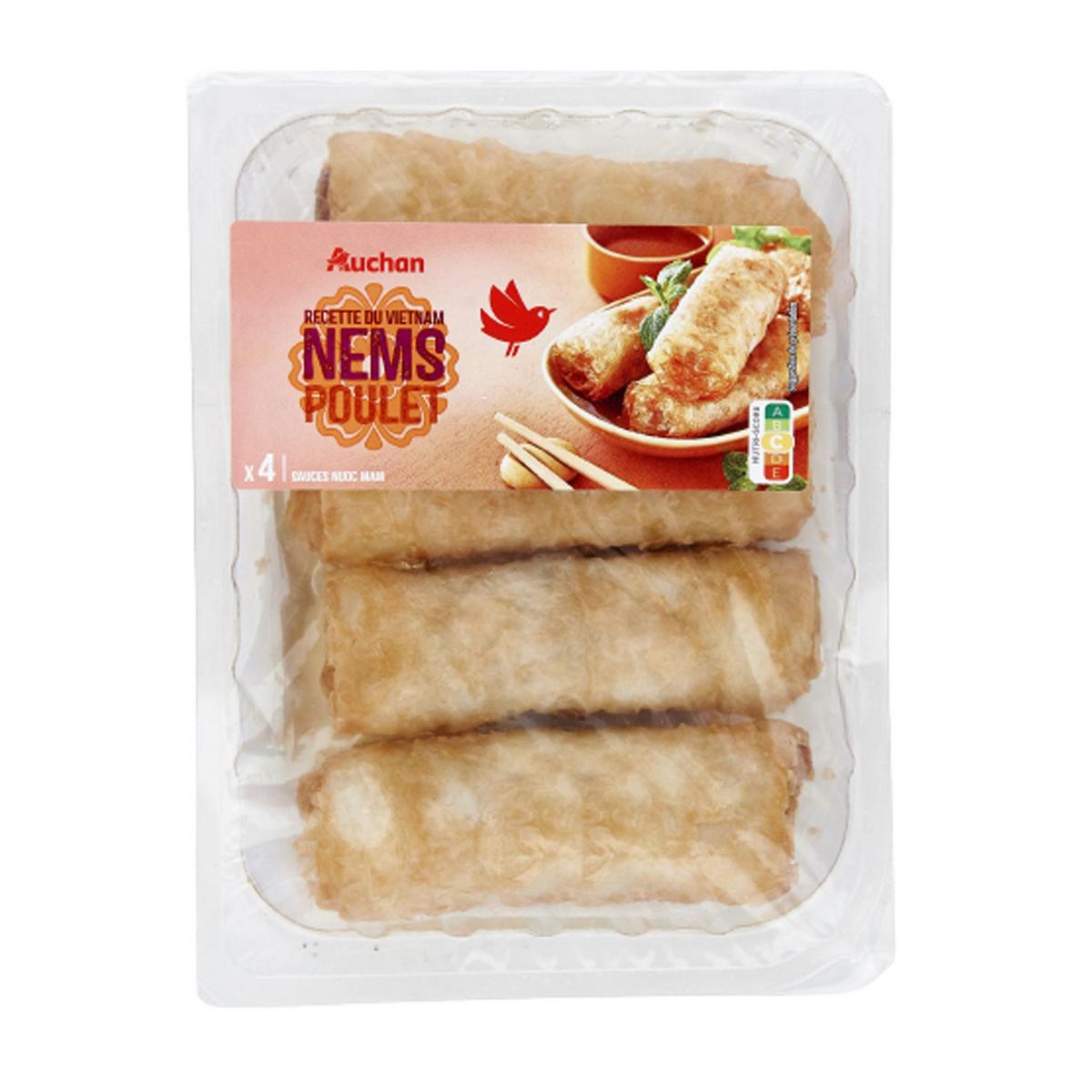 AUCHAN Nems de poulet sauce nuoc nam 4 pièces 300g