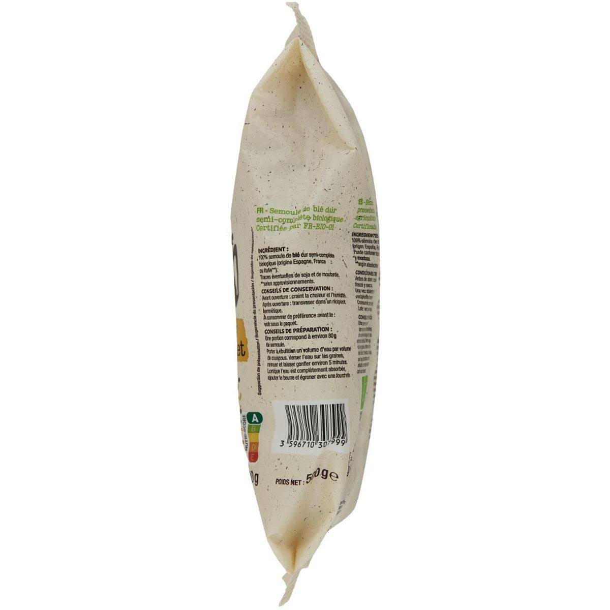 AUCHAN BIO Couscous semi-complet bio 500g