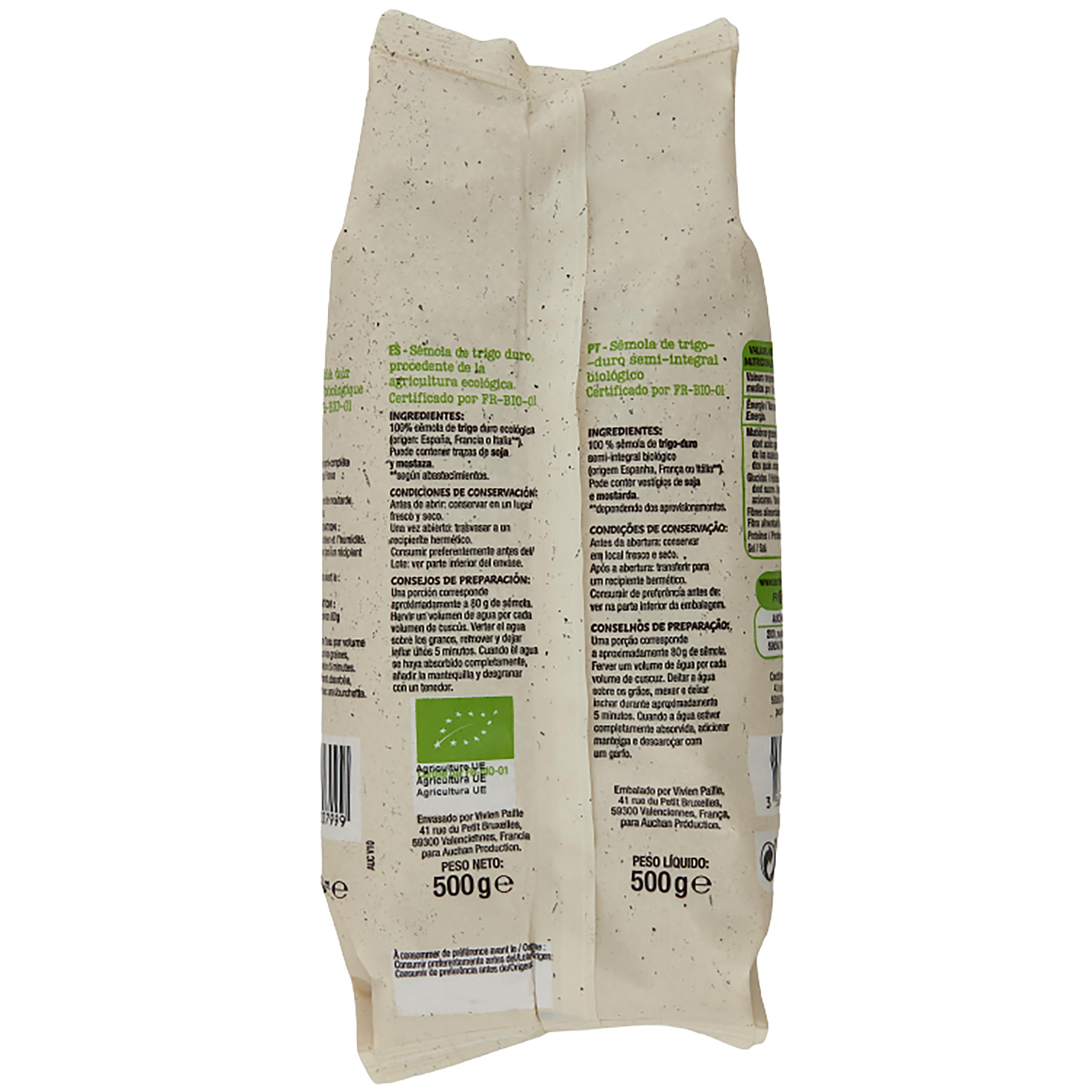 Voir la diapositive 3 : AUCHAN BIO Couscous semi-complet bio 500g
