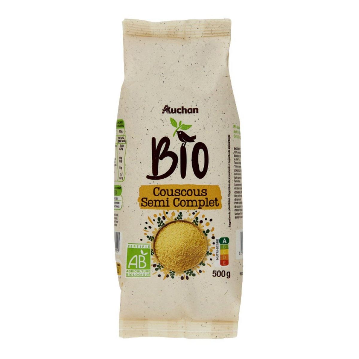 AUCHAN BIO Couscous semi-complet bio 500g