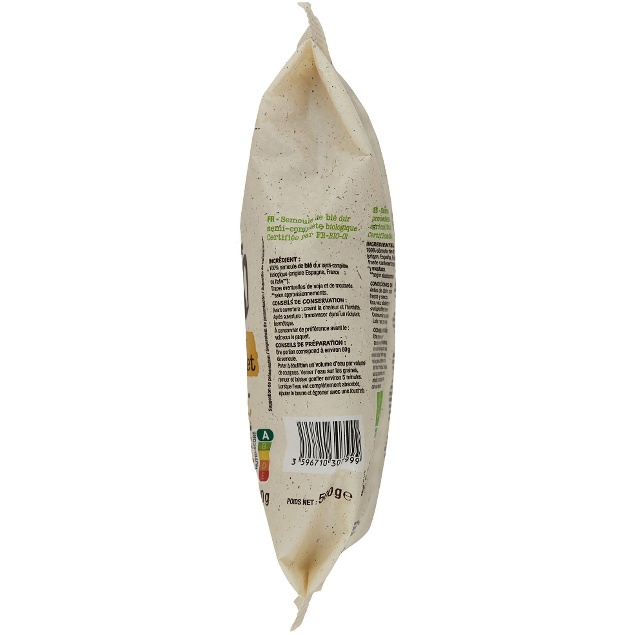 Voir la diapositive 3 : AUCHAN BIO Couscous semi-complet bio 500g