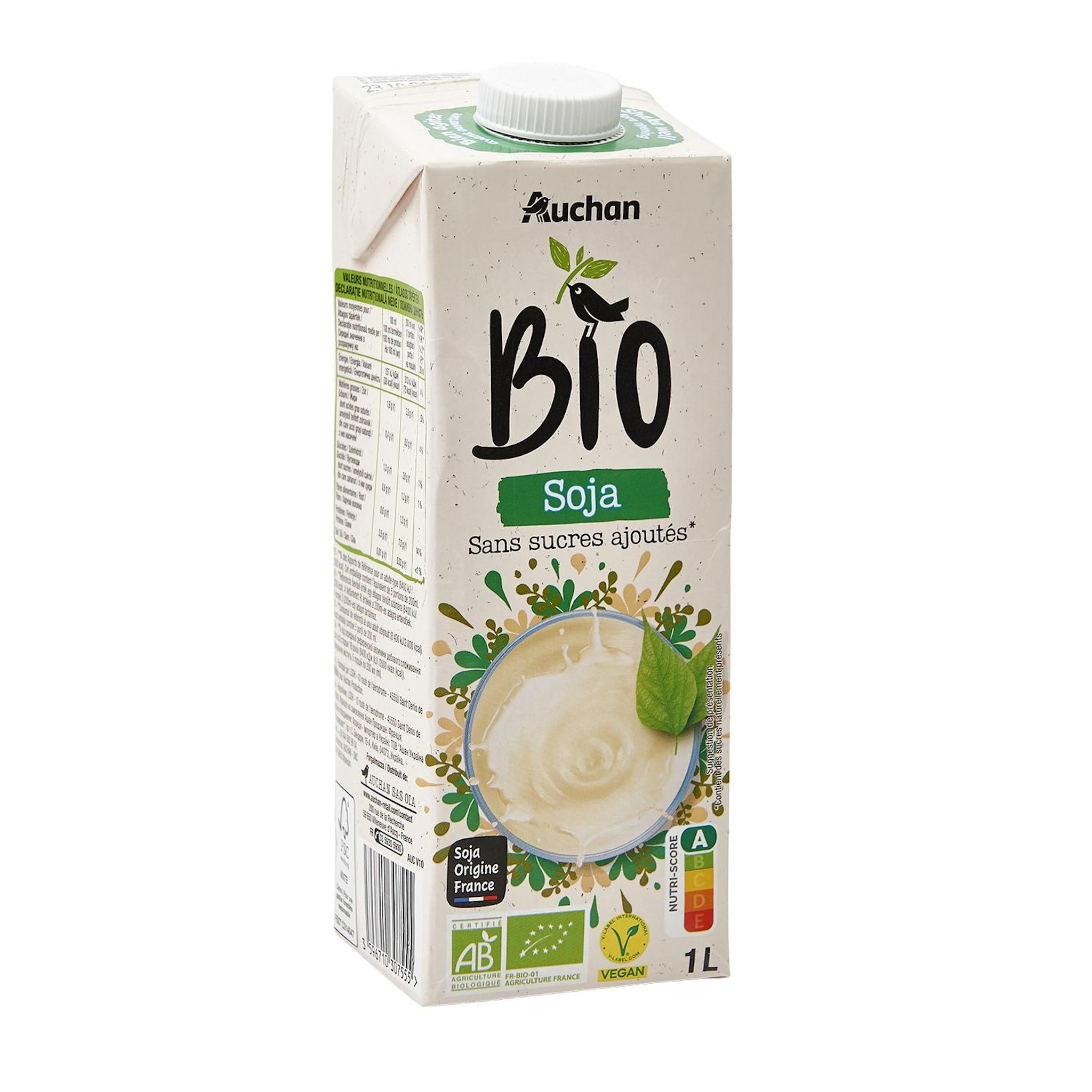 Voir la diapositive 4 : AUCHAN BIO Boisson soja nature 1l