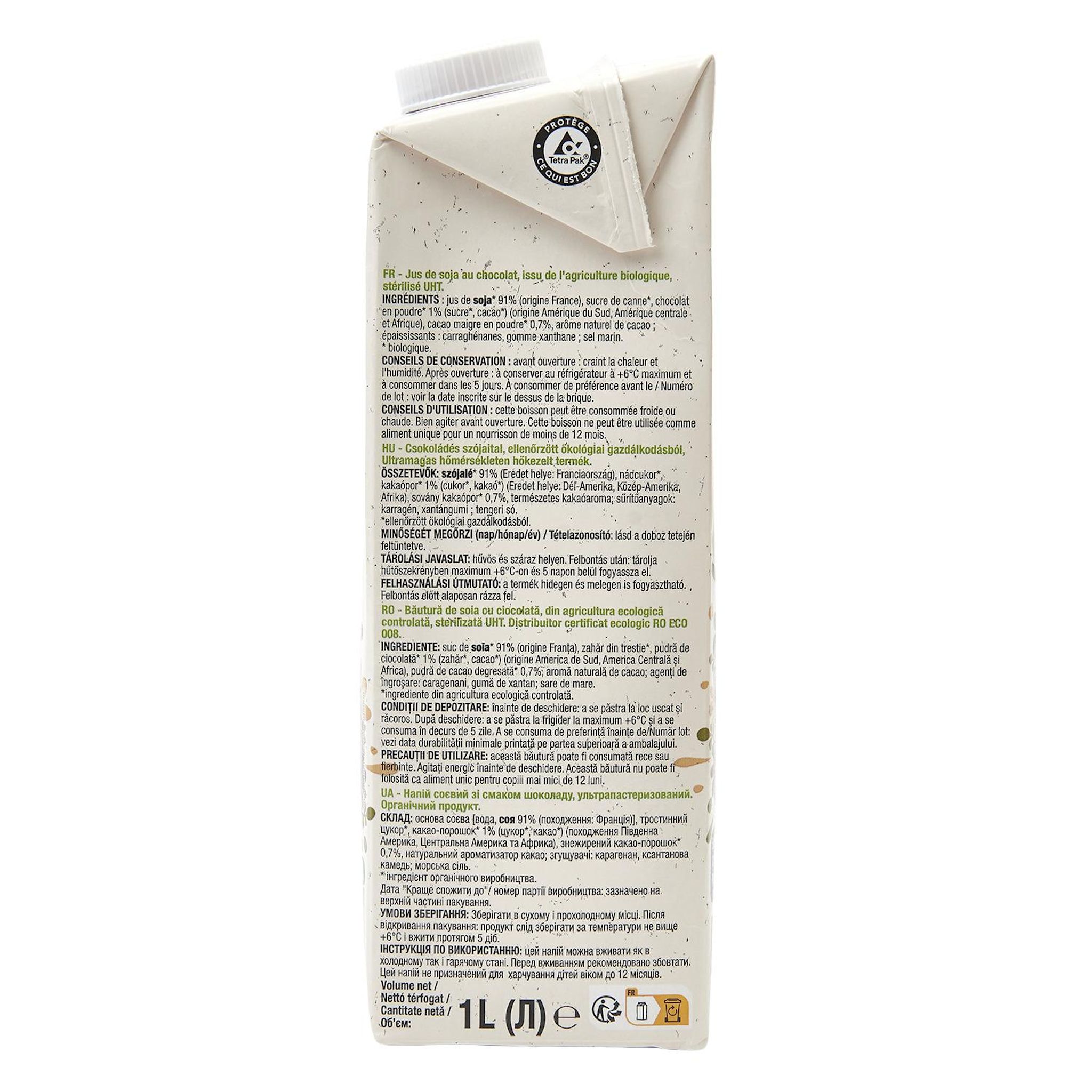 Voir la diapositive 4 : AUCHAN BIO Boisson au soja saveur chocolat 1l