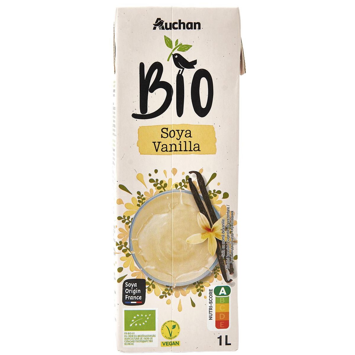 AUCHAN BIO Boisson au soja saveur vanille 1l