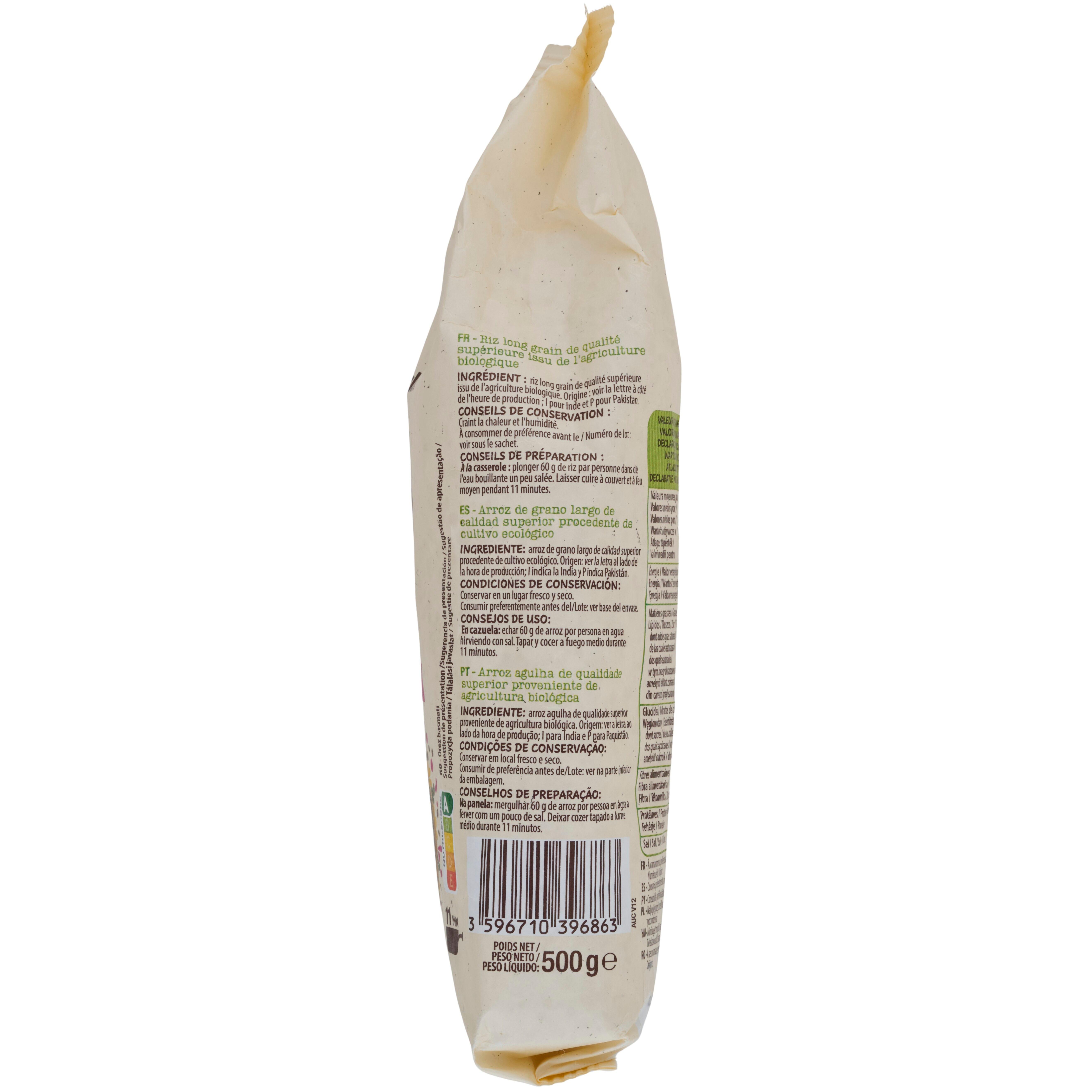 Voir la diapositive 3 : AUCHAN BIO Riz basmati prêt en 11min 500g