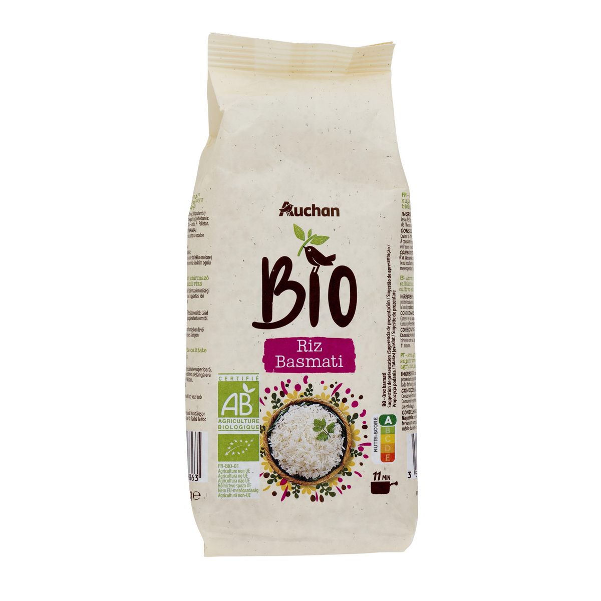 AUCHAN BIO Riz basmati prêt en 11min 500g