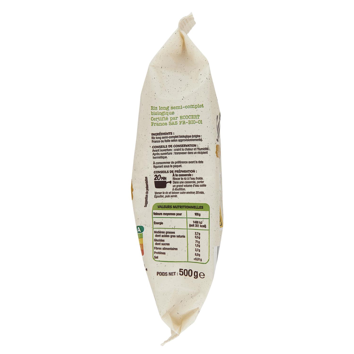 Voir la diapositive 2 : AUCHAN BIO Riz semi-complet 500g