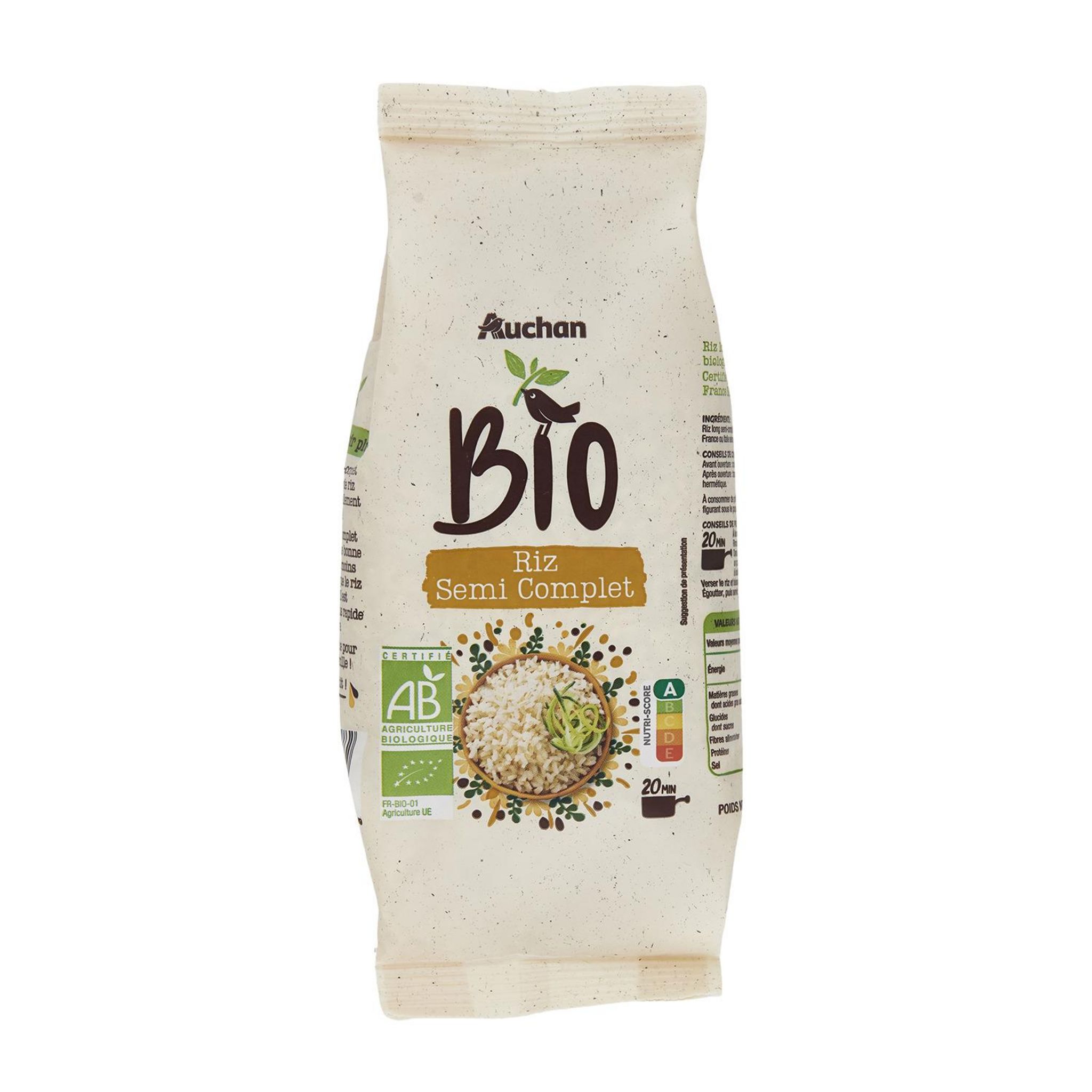 Voir la diapositive 3 : AUCHAN BIO Riz semi-complet 500g
