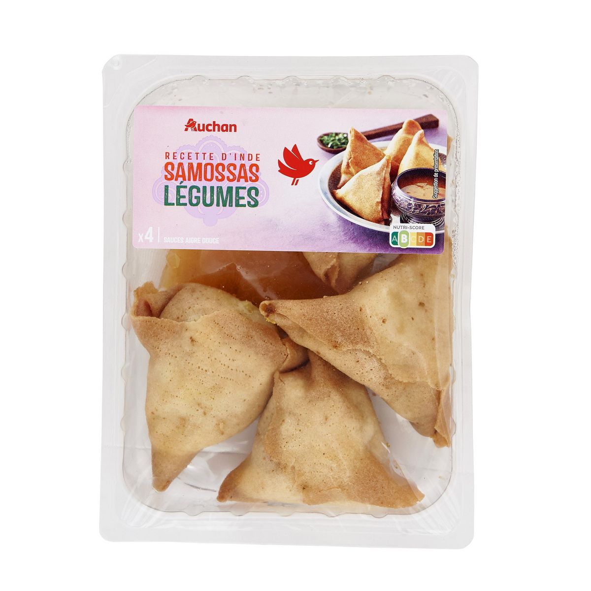 AUCHAN Samossa aux légumes sauce aigre douce 4 pièces 240g