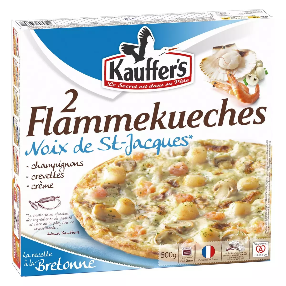 KAUFFER'S Flammekueche aux noix de St Jacques et crevettes 2 pièces 500g