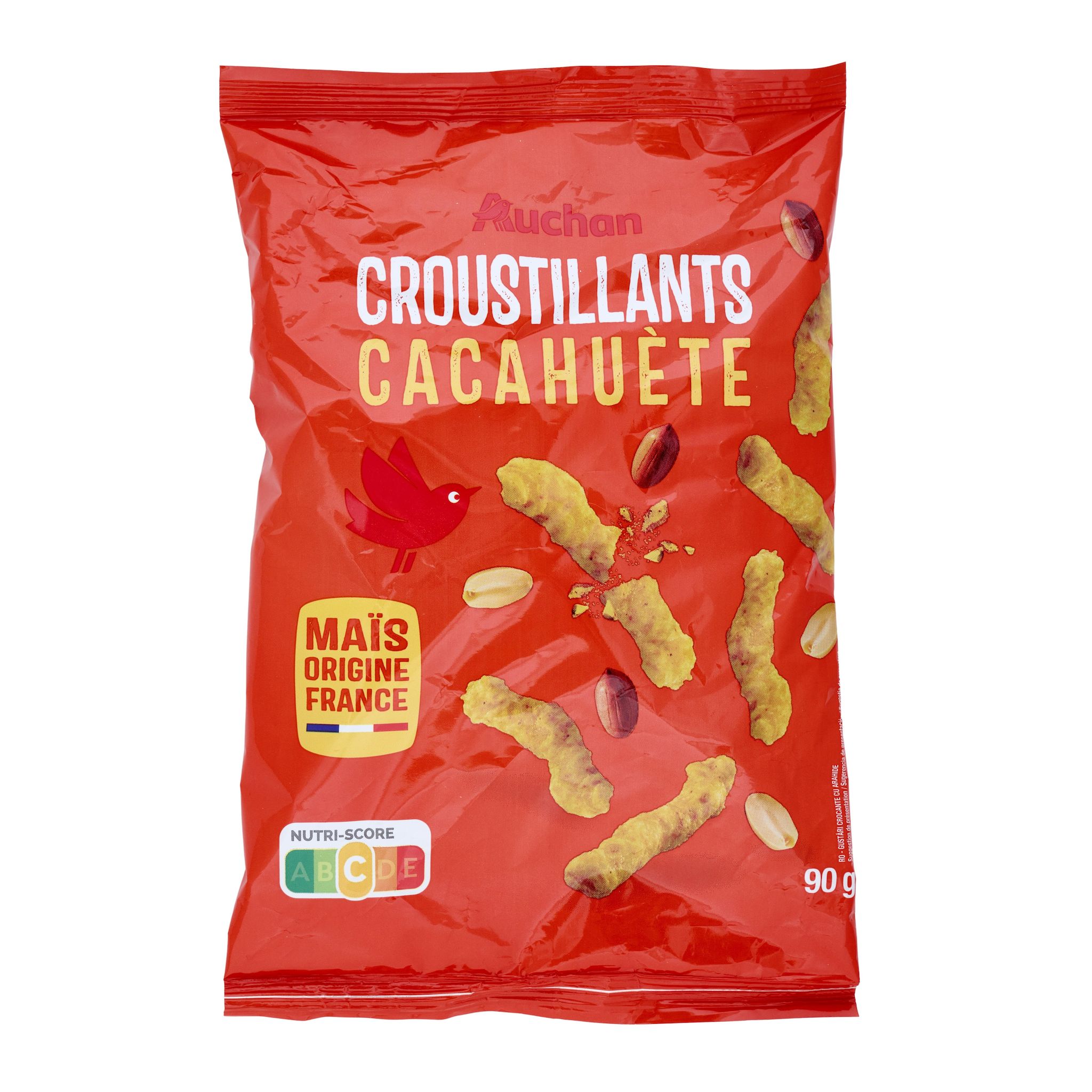 Voir la diapositive 3 : AUCHAN Biscuits soufflés croustillants saveur cacahuète 90g