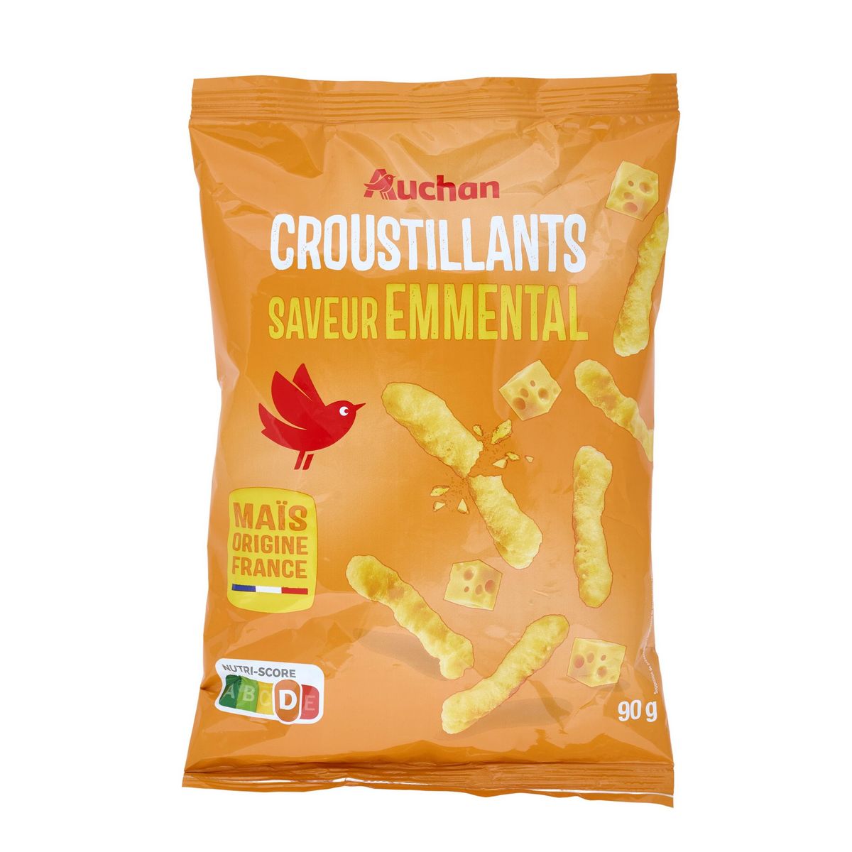 AUCHAN Biscuits soufflés croustillants saveur emmental 90g