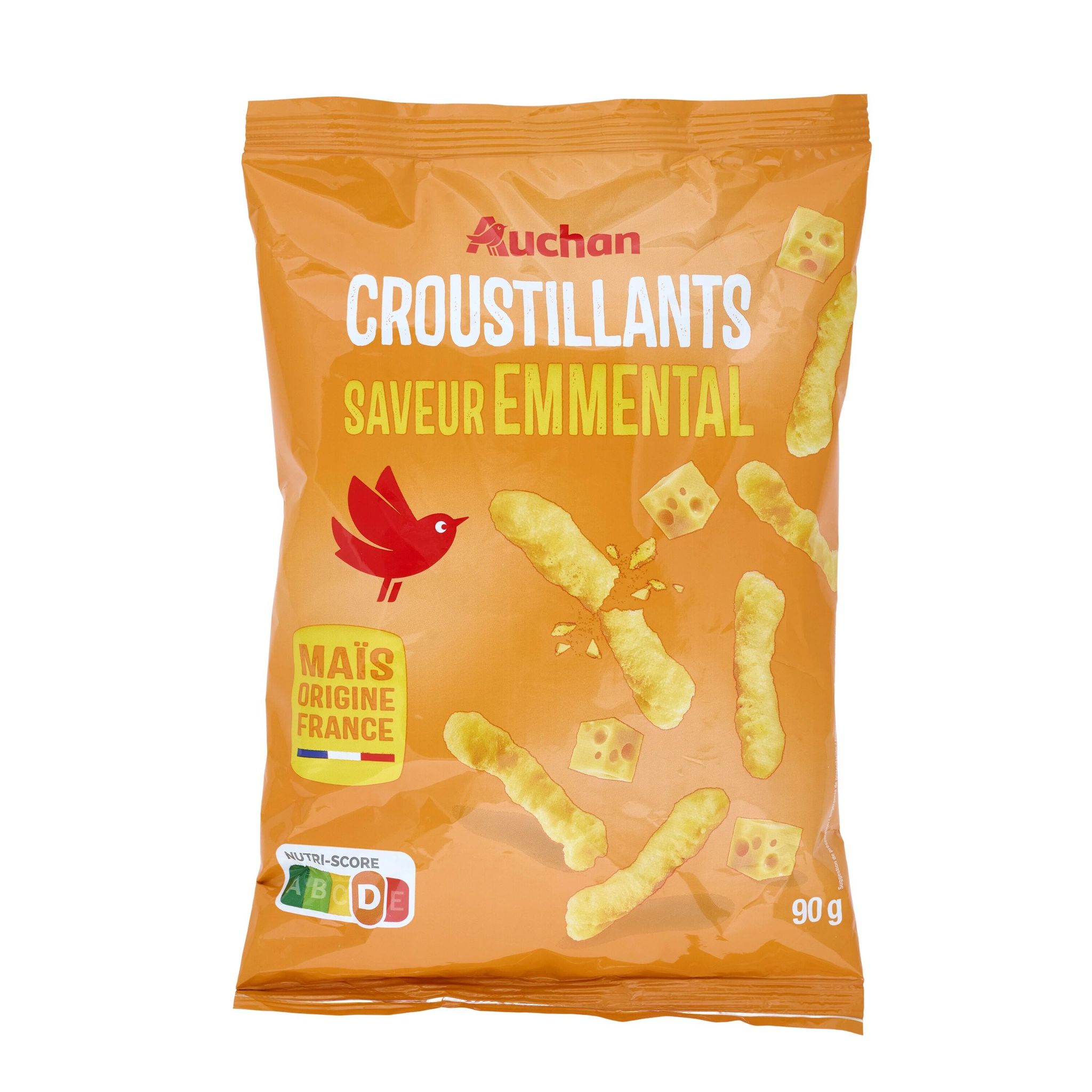 Voir la diapositive 3 : AUCHAN Biscuits soufflés croustillants saveur emmental 90g