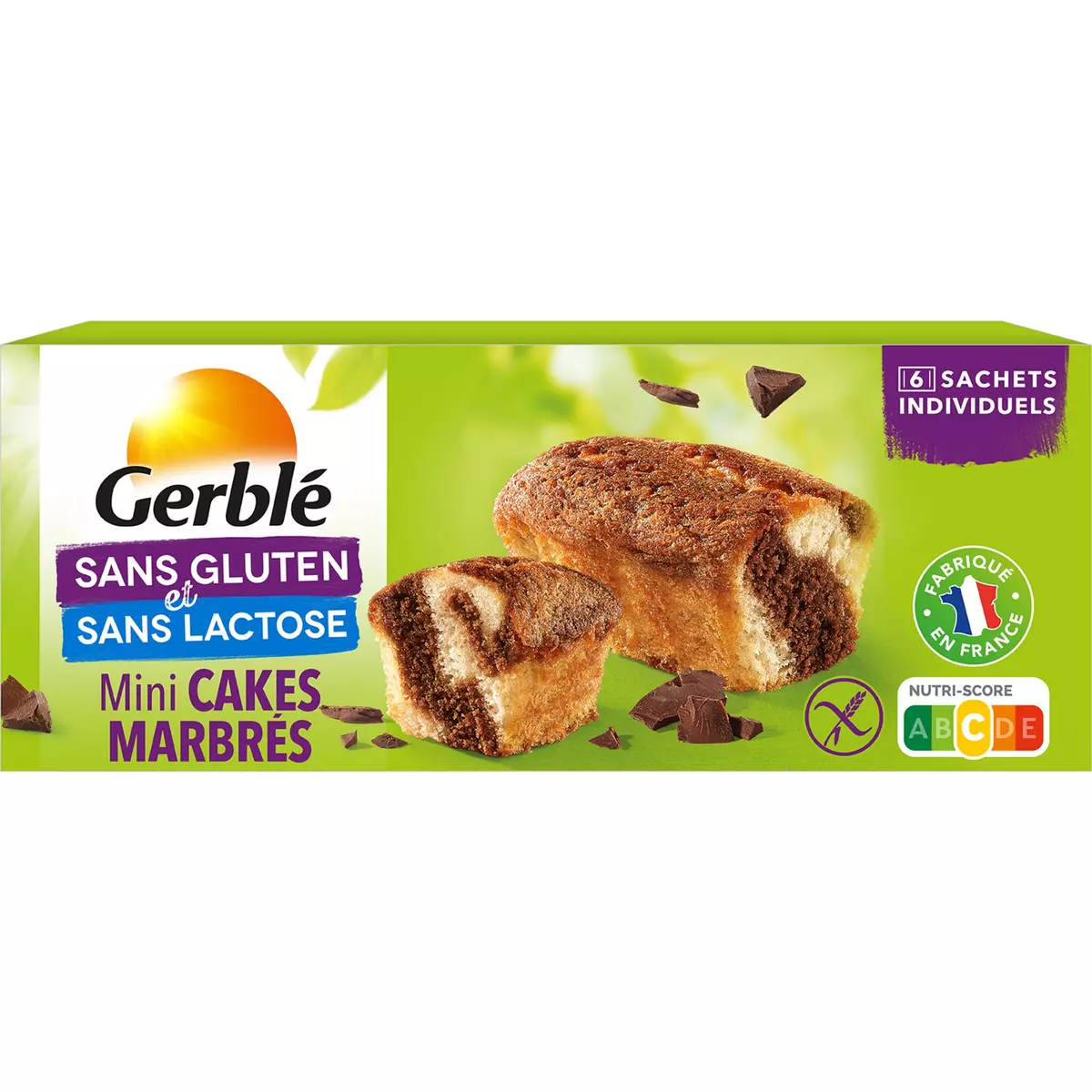 ALLERGO Mini cakes marbrés sans gluten sans lactose sachets individuels 6 gâteaux 198g