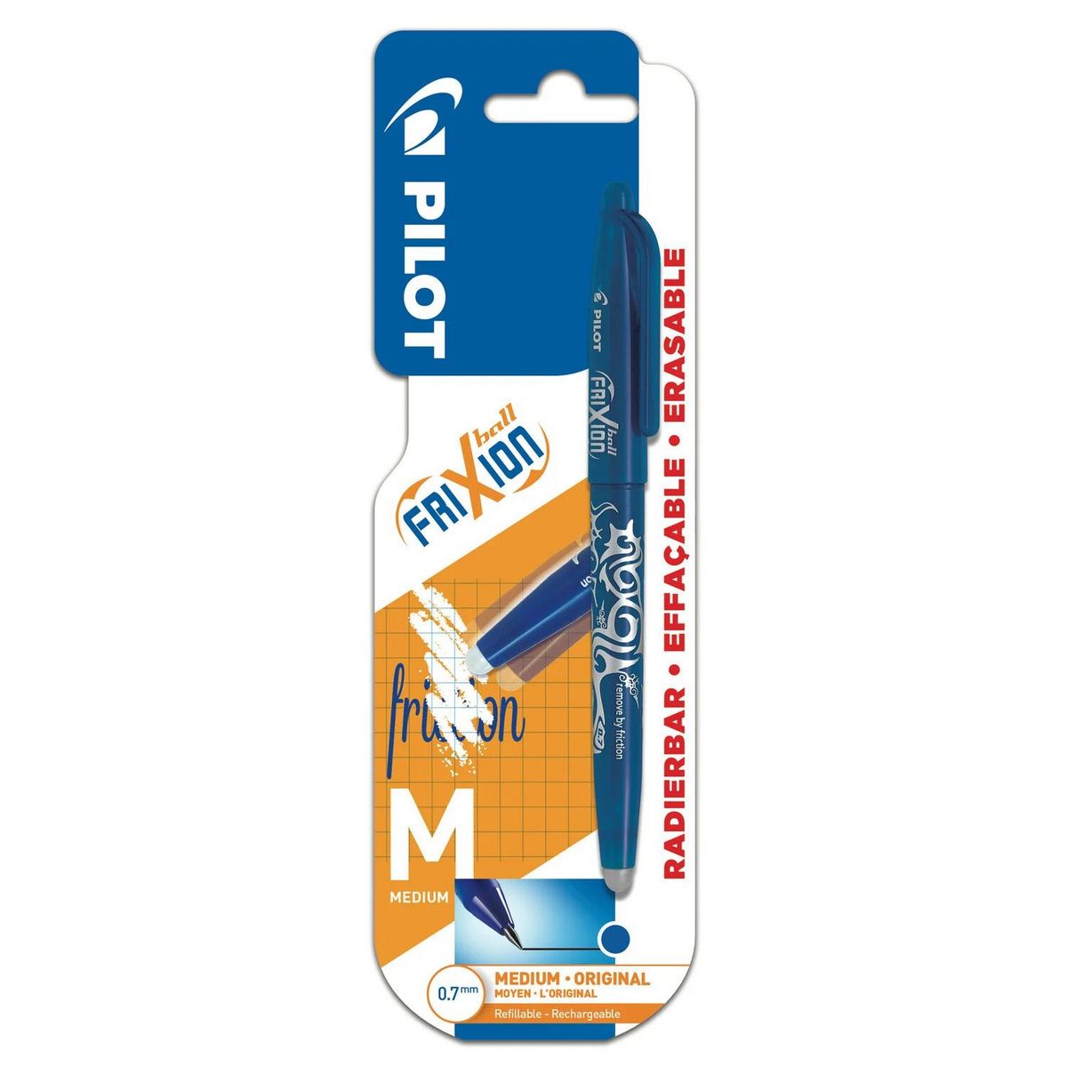 PILOT Stylo roller frixion ball encre effaçable bleue pointe moyenne 0,7mm