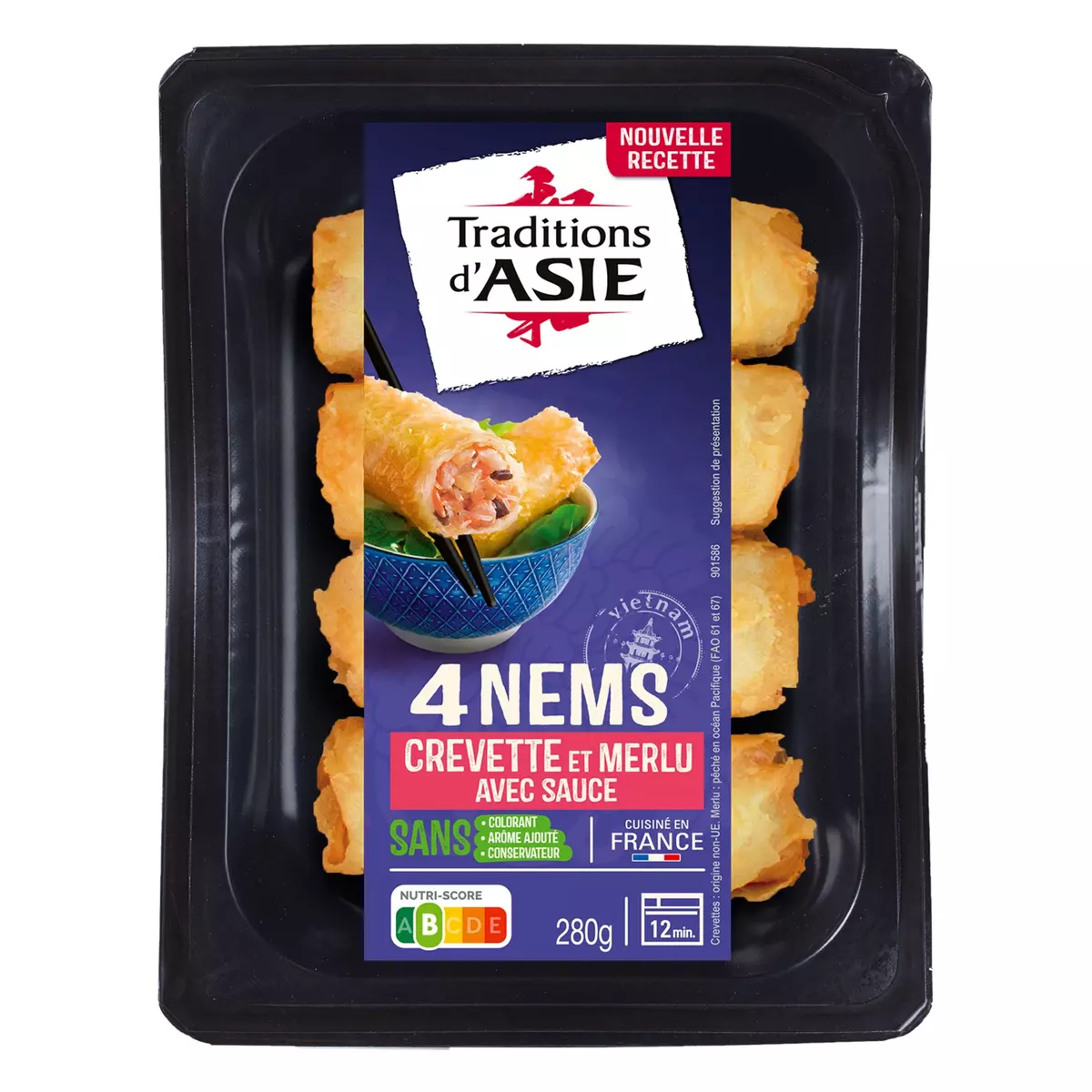 TRADITIONS D'ASIE Nems au crevette et crabe avec sauce 4 nems 280g