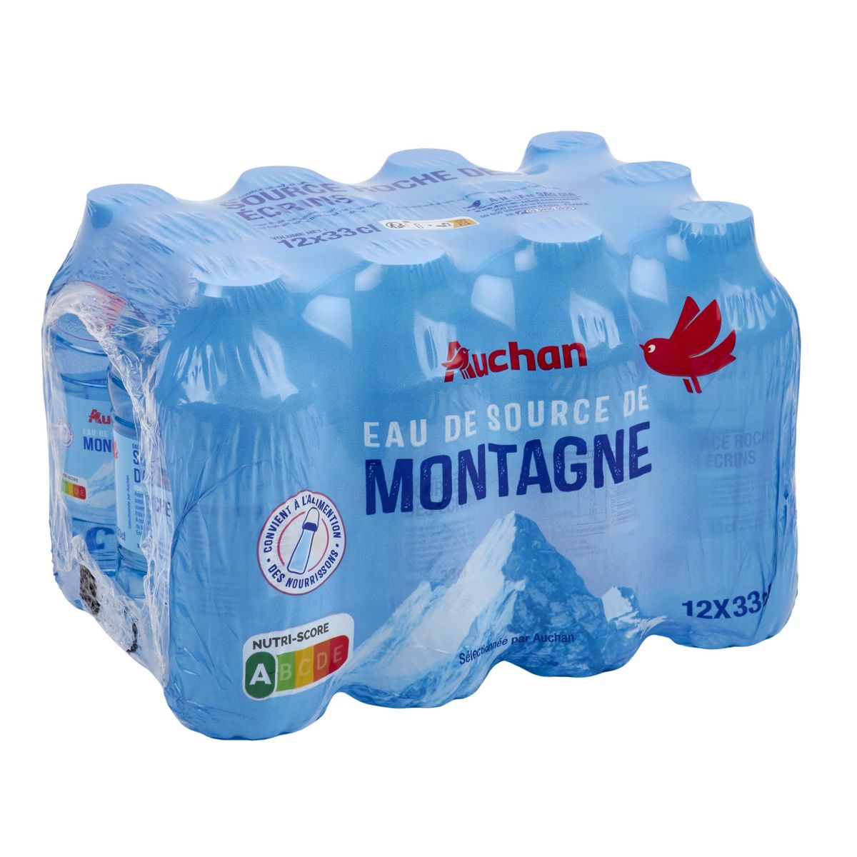 AUCHAN Eau de source de montagne bouteilles 12x33cl