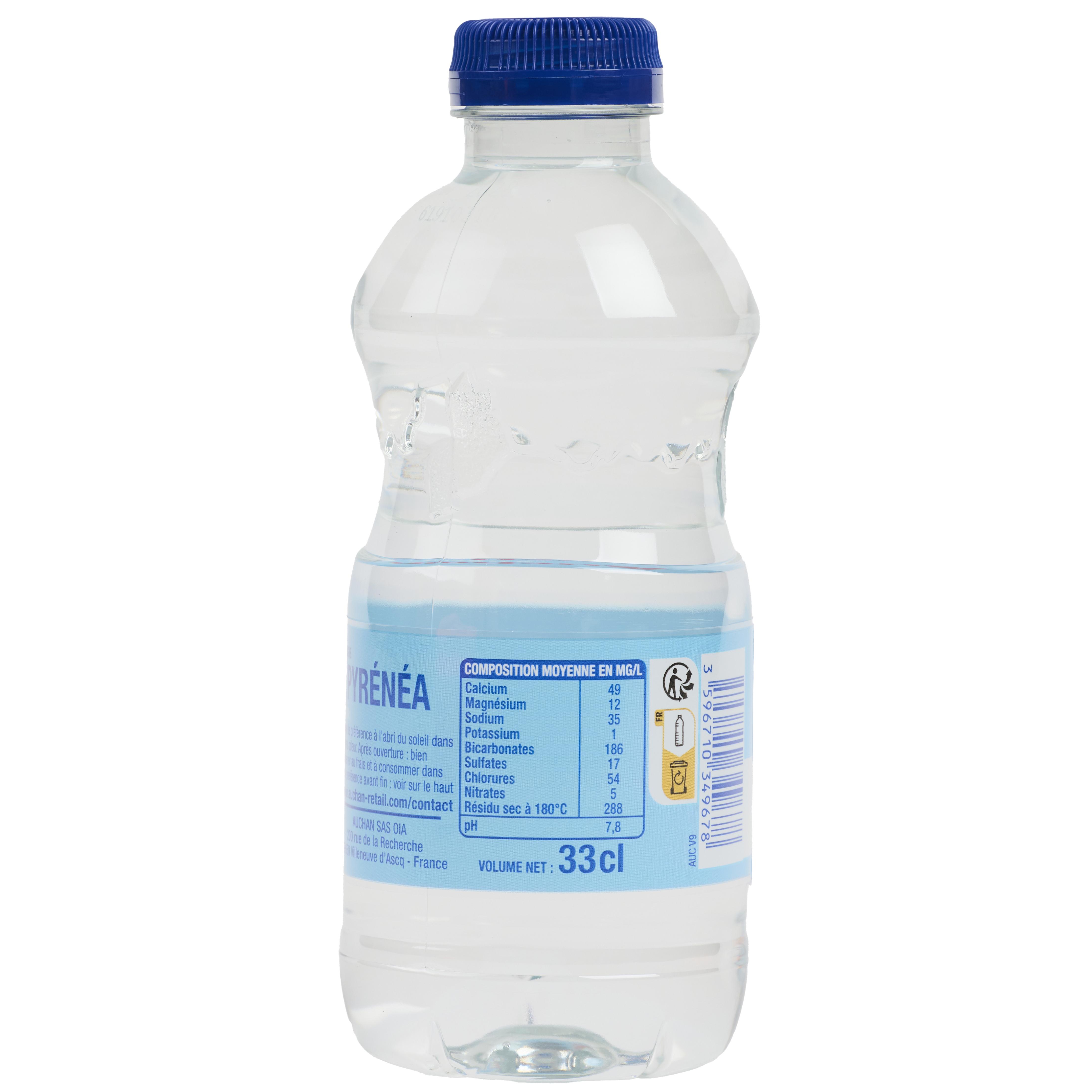 Voir la diapositive 3 : AUCHAN Eau de source de montagne bouteilles 12x33cl