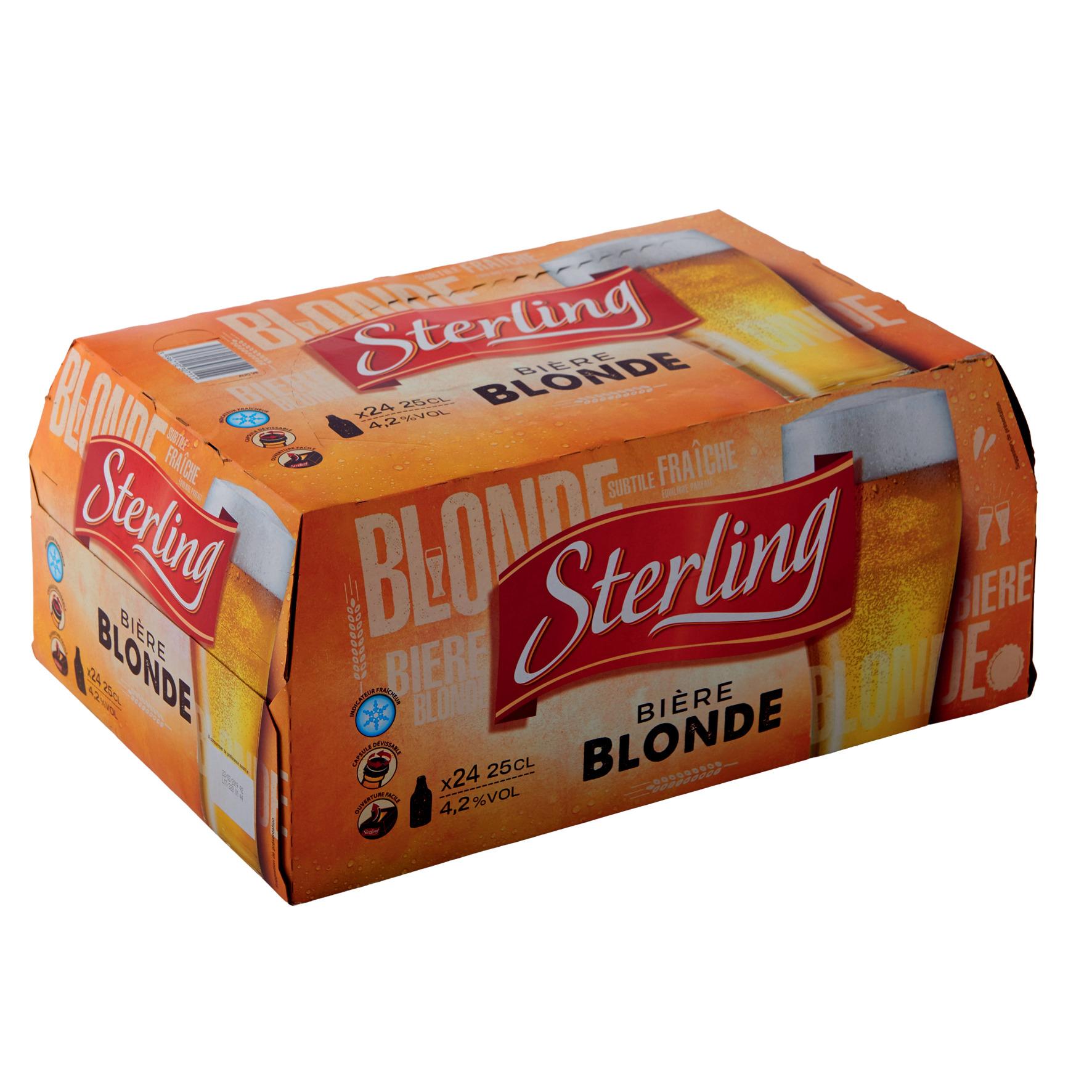 Voir la diapositive 2 : STERLING Bière blonde 4,2% pack bouteilles 24x25cl