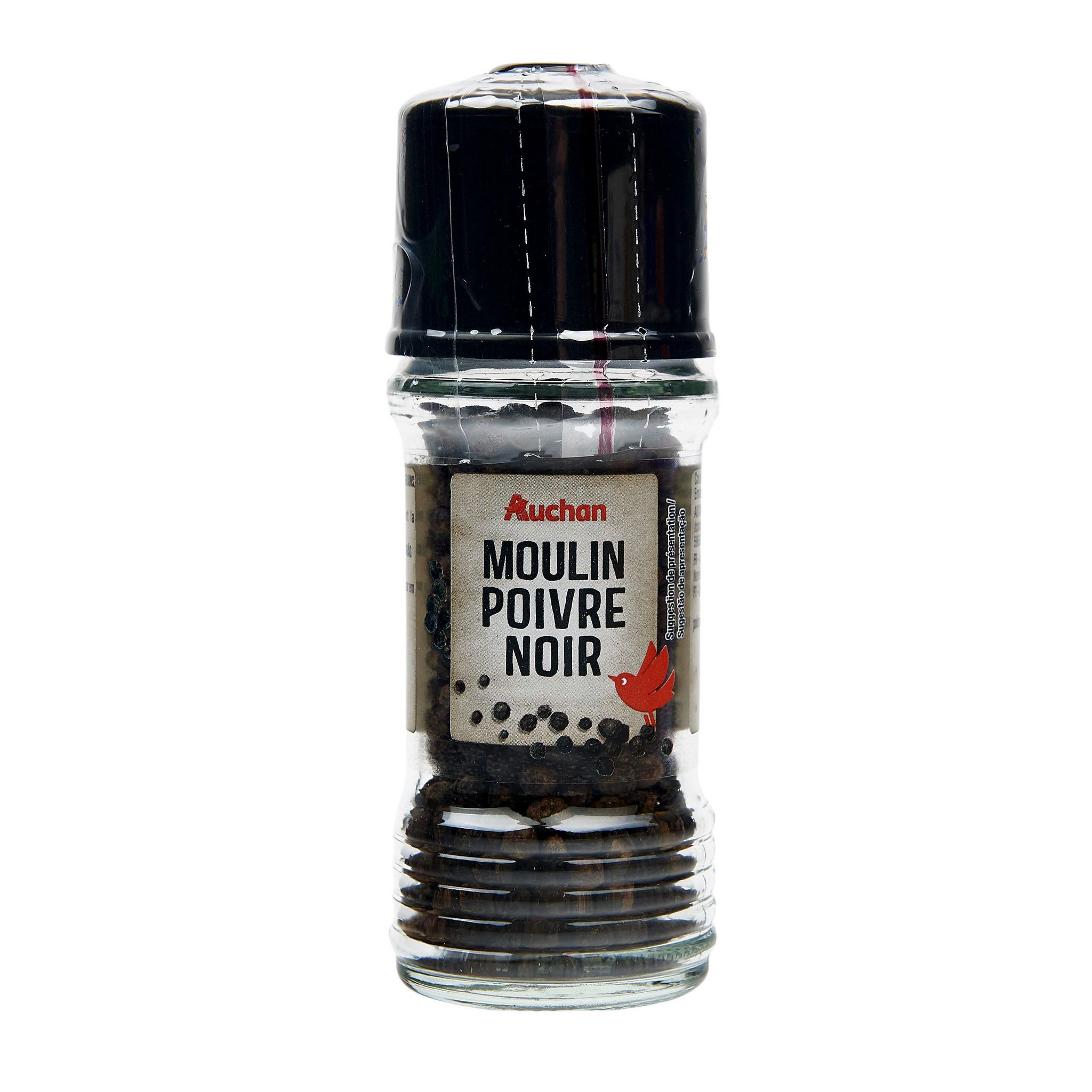 Voir la diapositive 2 : AUCHAN Poivre noir en grains en moulin 35g