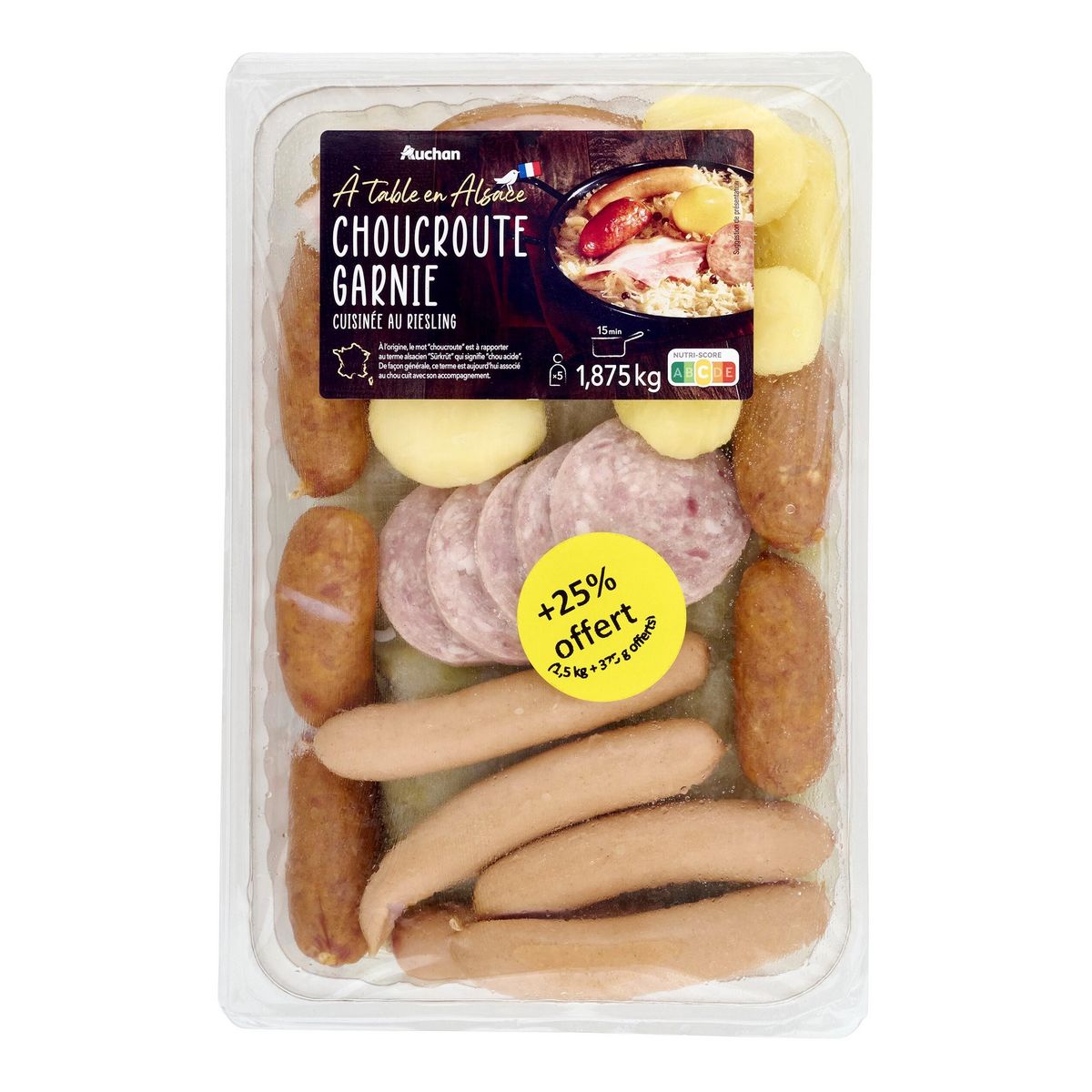 AUCHAN TERROIR Choucroute garnie d'Alsace 5 parts 1.875kg