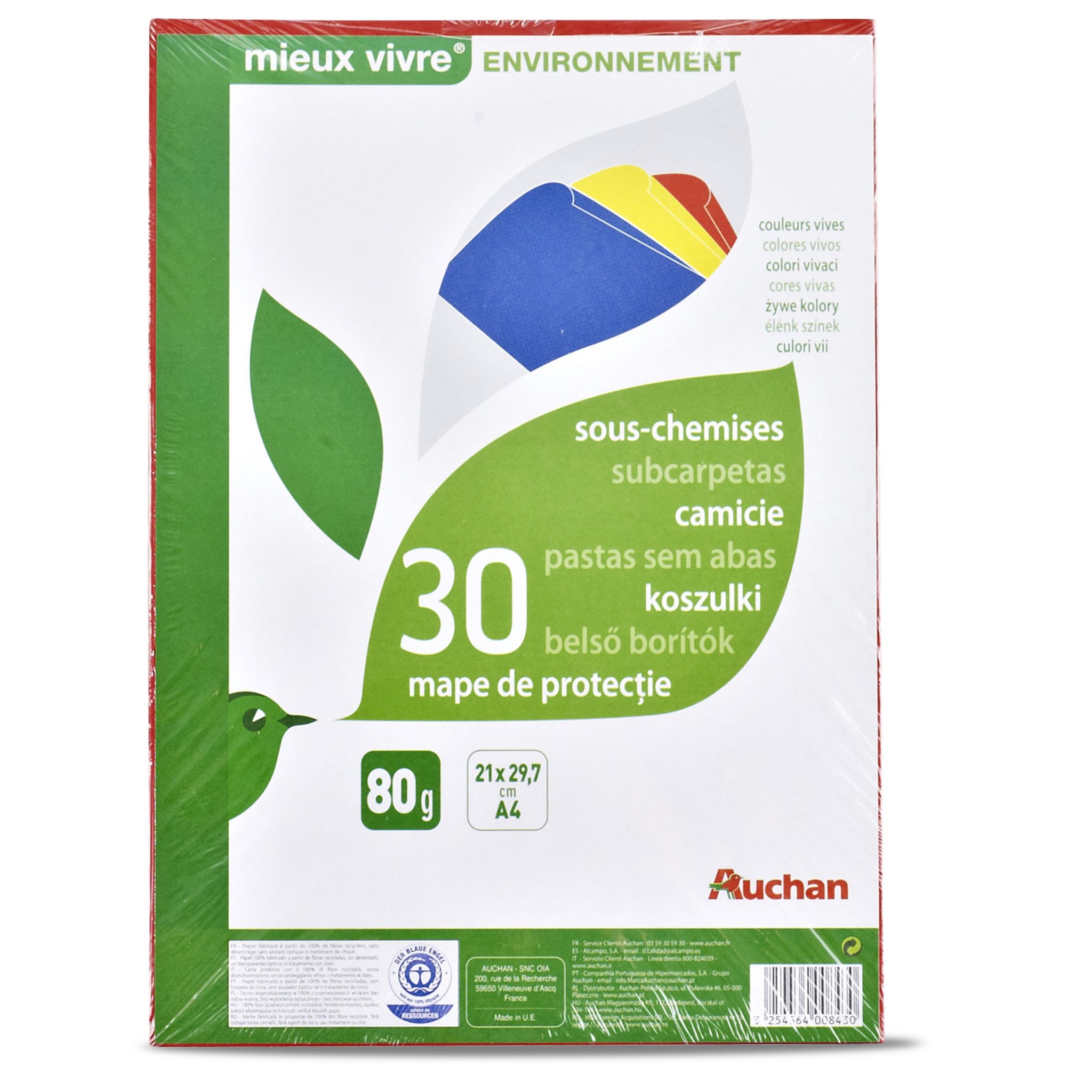 AUCHAN Lot de 30 sous-chemises 22x31cm coloris assortis