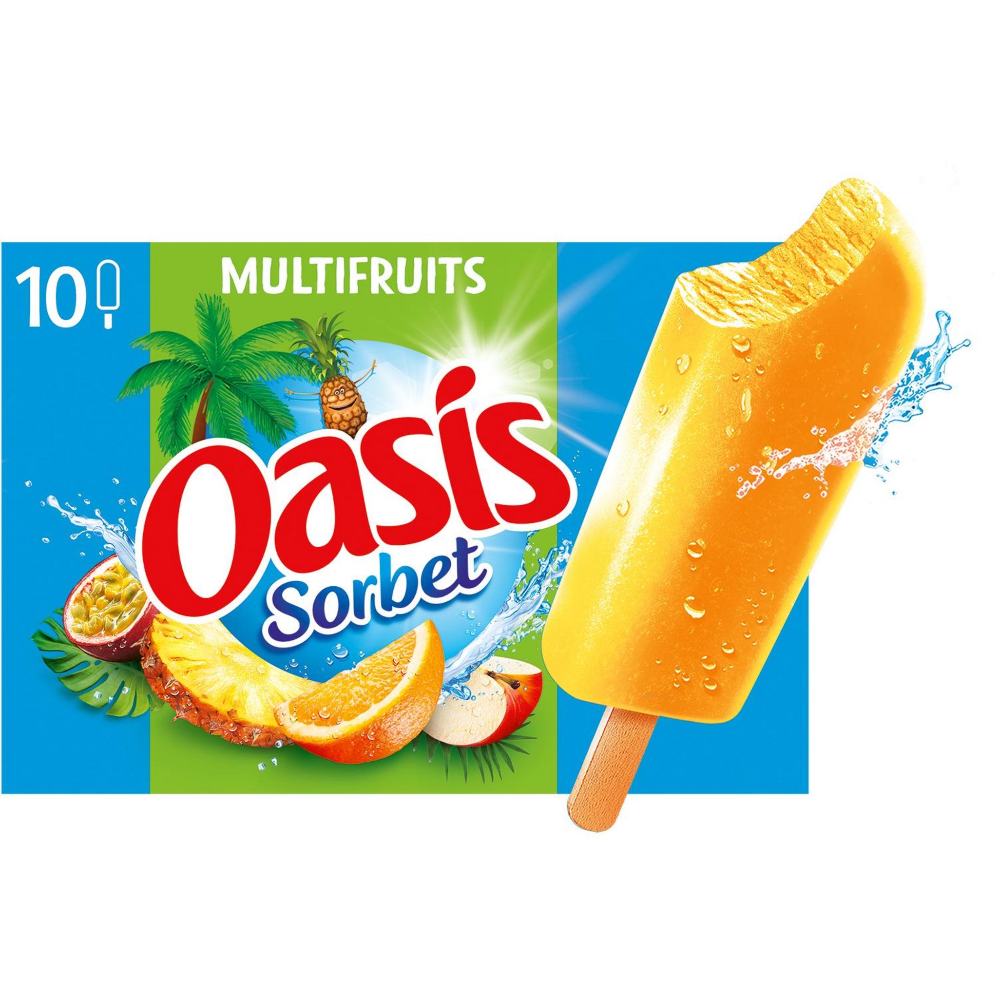 Voir la diapositive 2 : OASIS Bâtonnets glacés sorbet multifruits 10 pièces 400g
