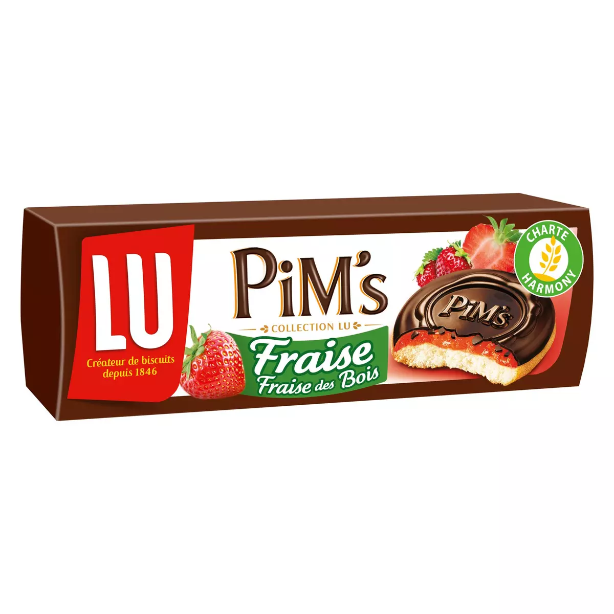 LU Pim's biscuits génoises nappées de chocolat saveur fraise 12 biscuits 150g