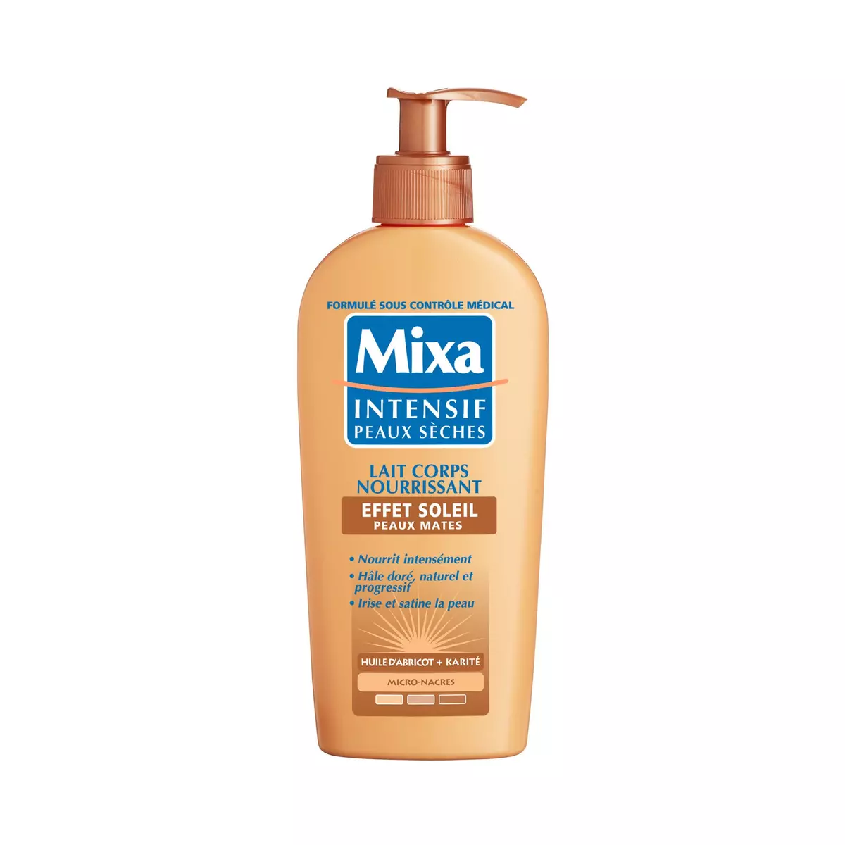 MIXA Intensif lait corps nourrissant effet soleil peaux mates à l'huile d'abricot et karité 250ml