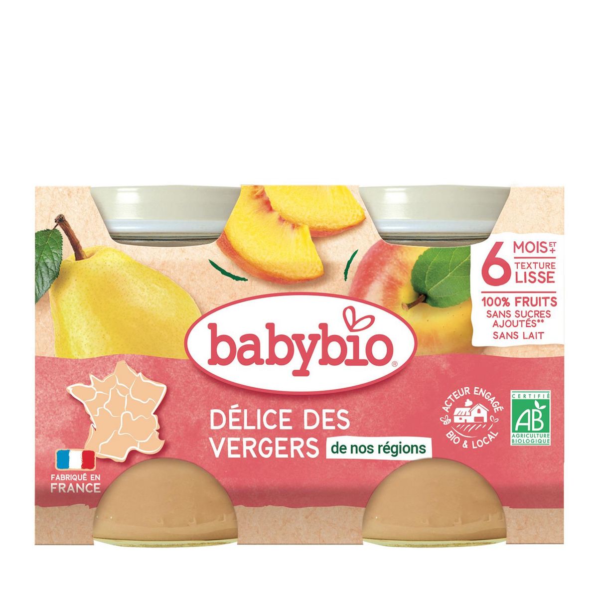 BABYBIO Petit pot dessert délices des vergers bio dès 6 mois 2x130g