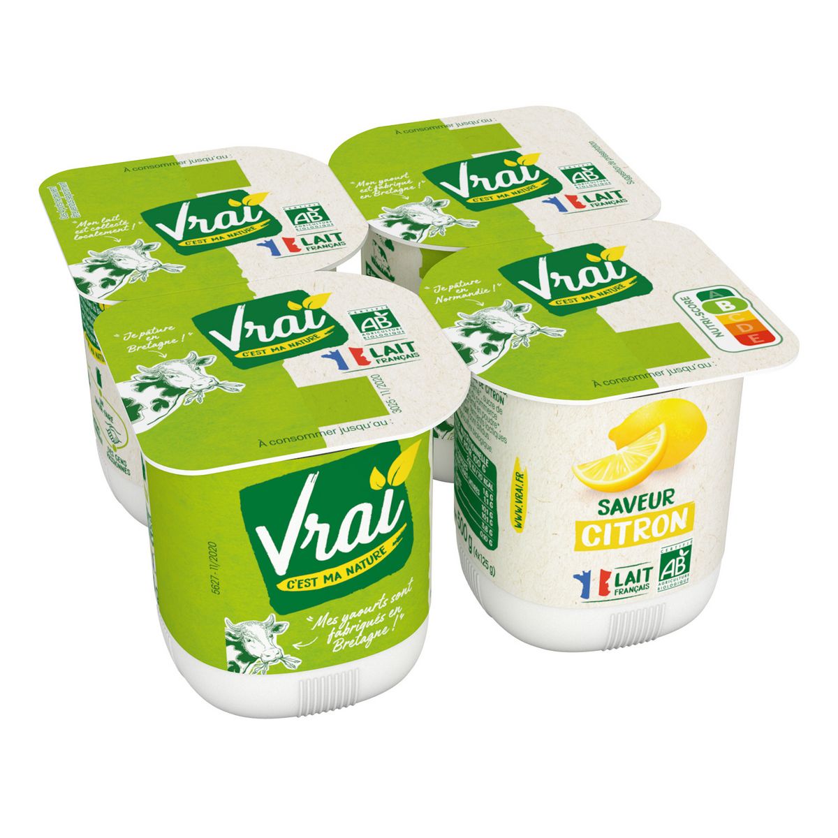 VRAI Yaourt bio saveur citron 4x125g