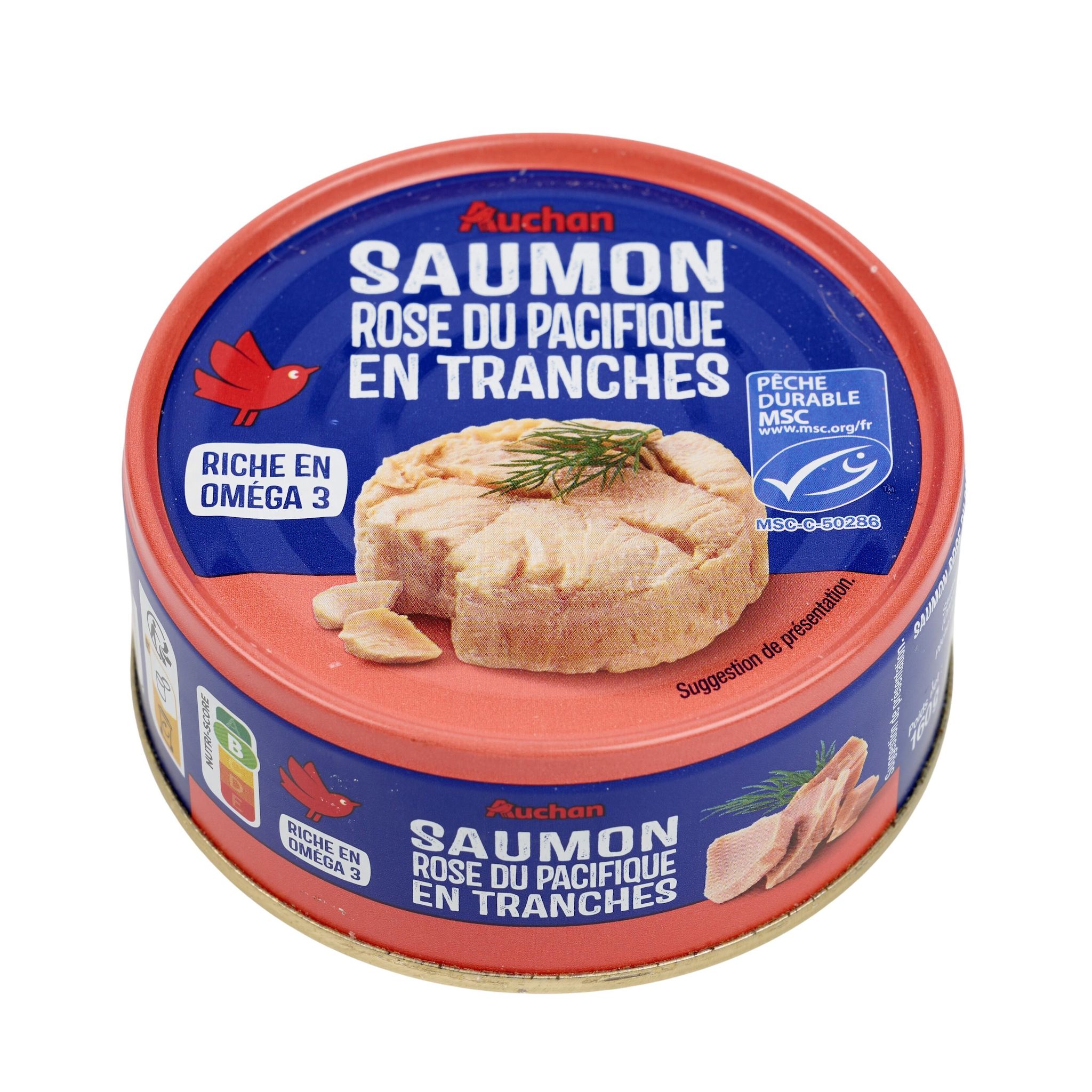 Voir la diapositive 2 : AUCHAN Saumon en tranche MSC 112g