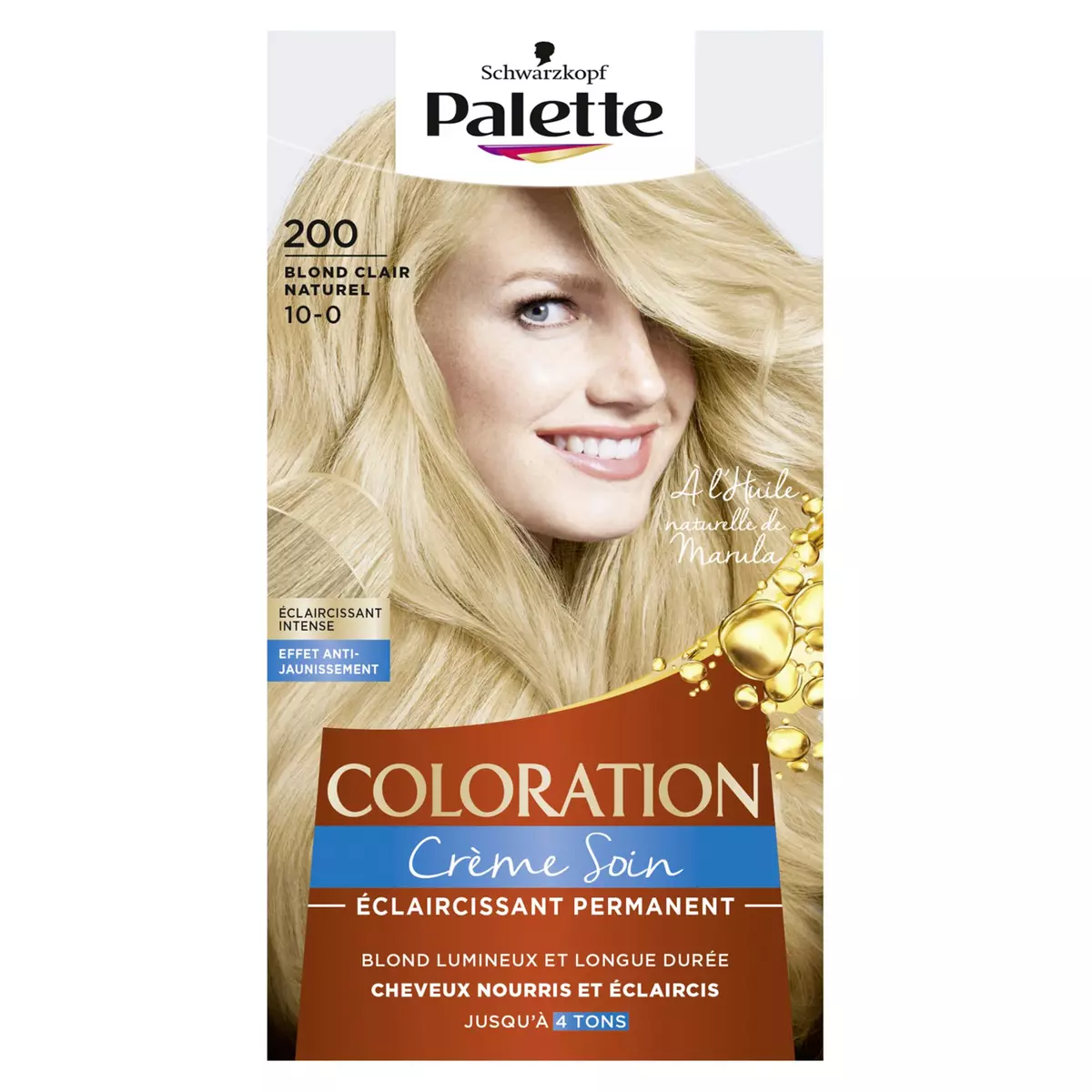 PALETTE Coloration crème soin éclaircissante 200 blond clair naturel 3 produits 1 kit