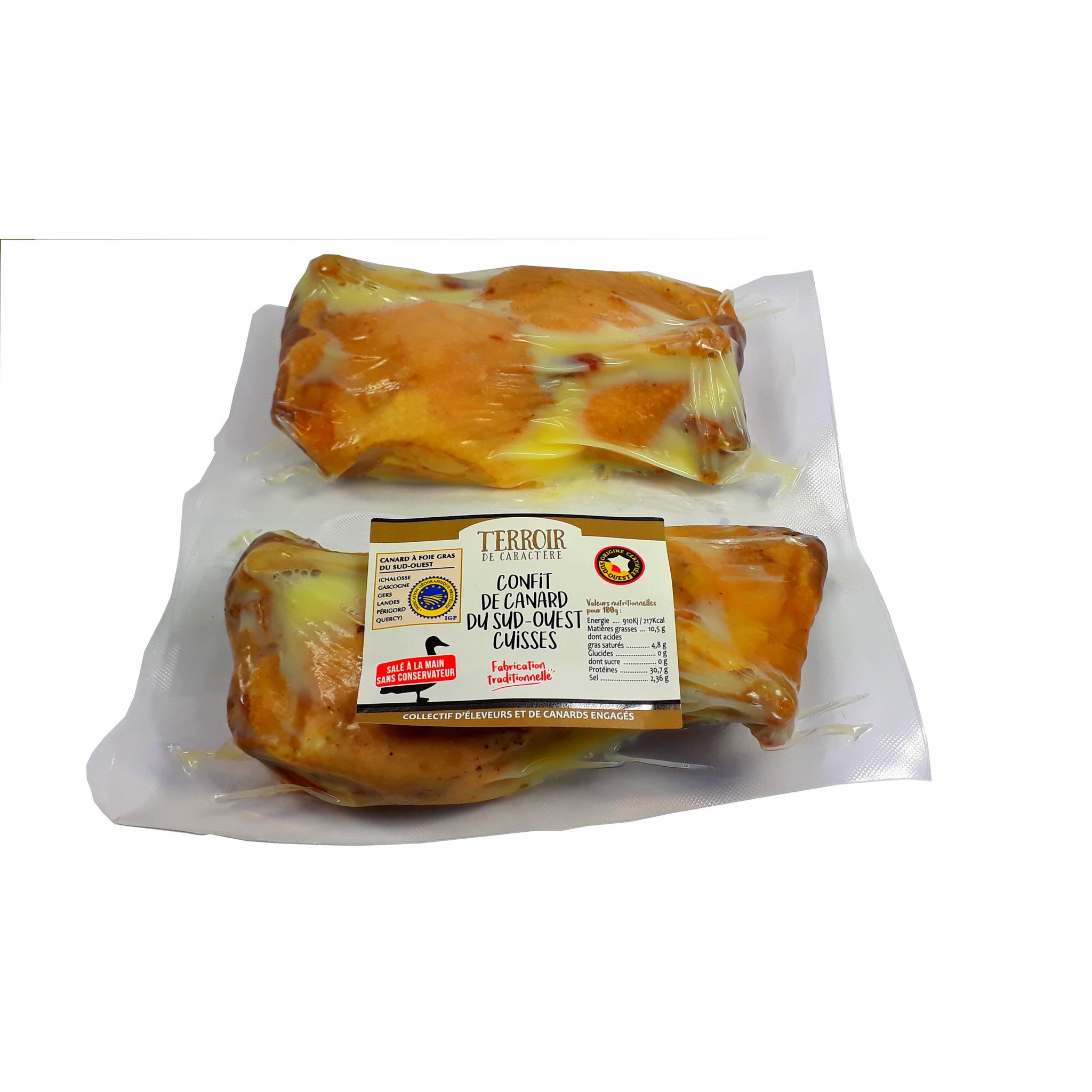 TERROIR DE CARACTERE Cuisses de canard confites du Sud-Ouest IGP 4 pièces 880g