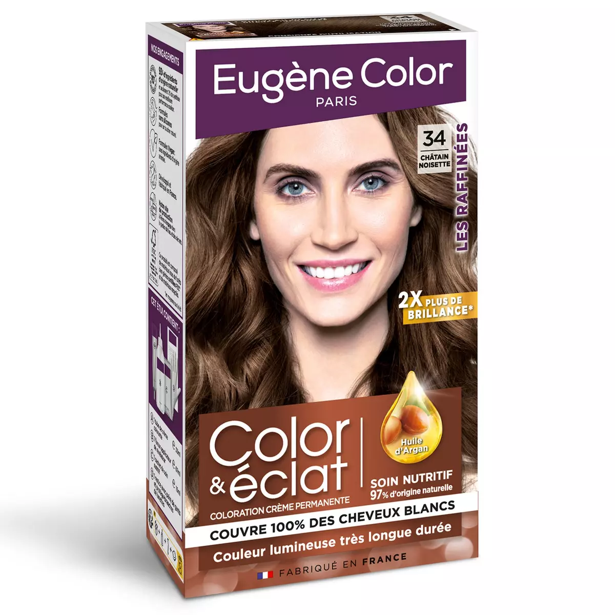 EUGENE COLOR Color & Eclat coloration permanente très longue durée 34 châtain noisette 1 kit