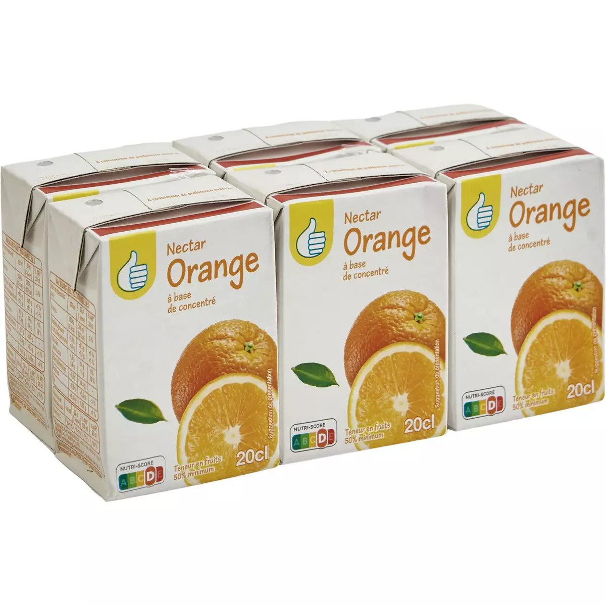 AUCHAN ESSENTIEL Nectar d'orange briquettes 6x20cl